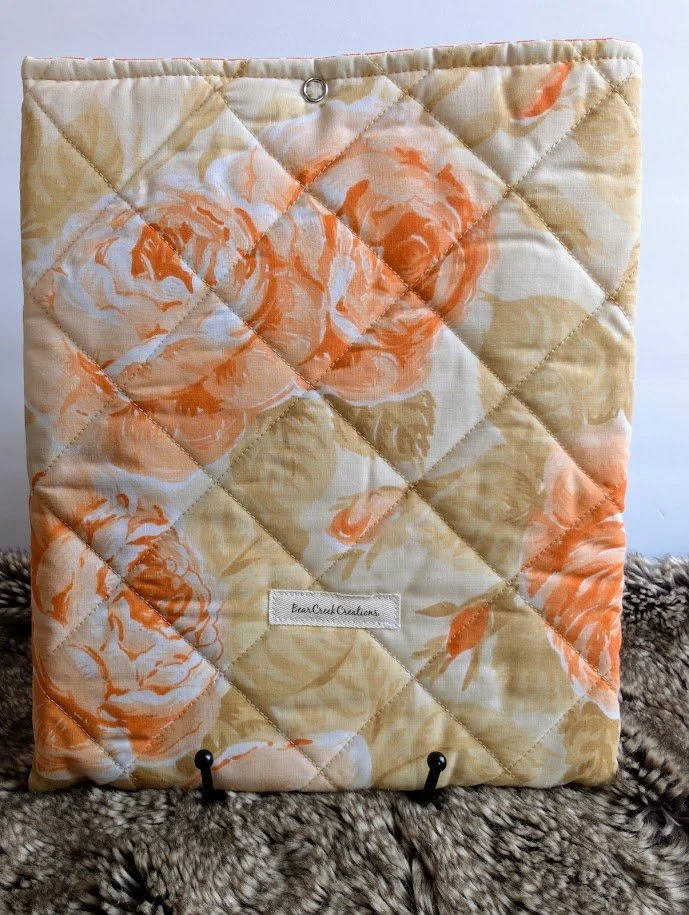 Orange Floral Vintage Fabric Book Sleeve
