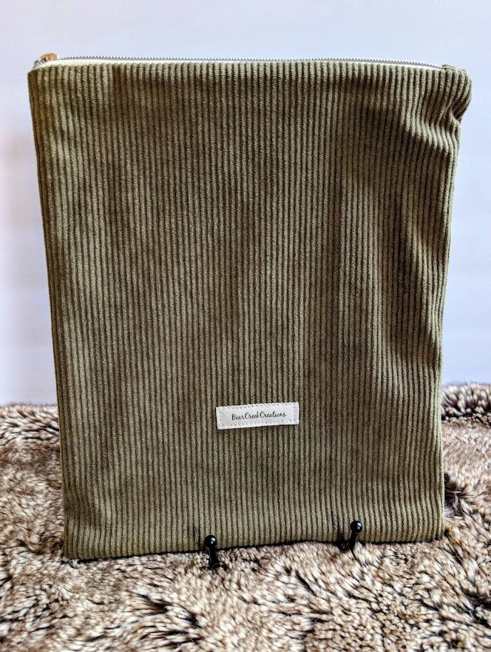 Elegant Olive Corduroy Book Sleeve