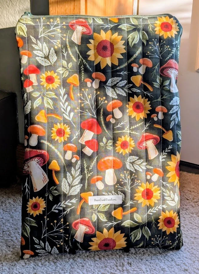 Olive Summer Mushrooms Large Book Sleeve