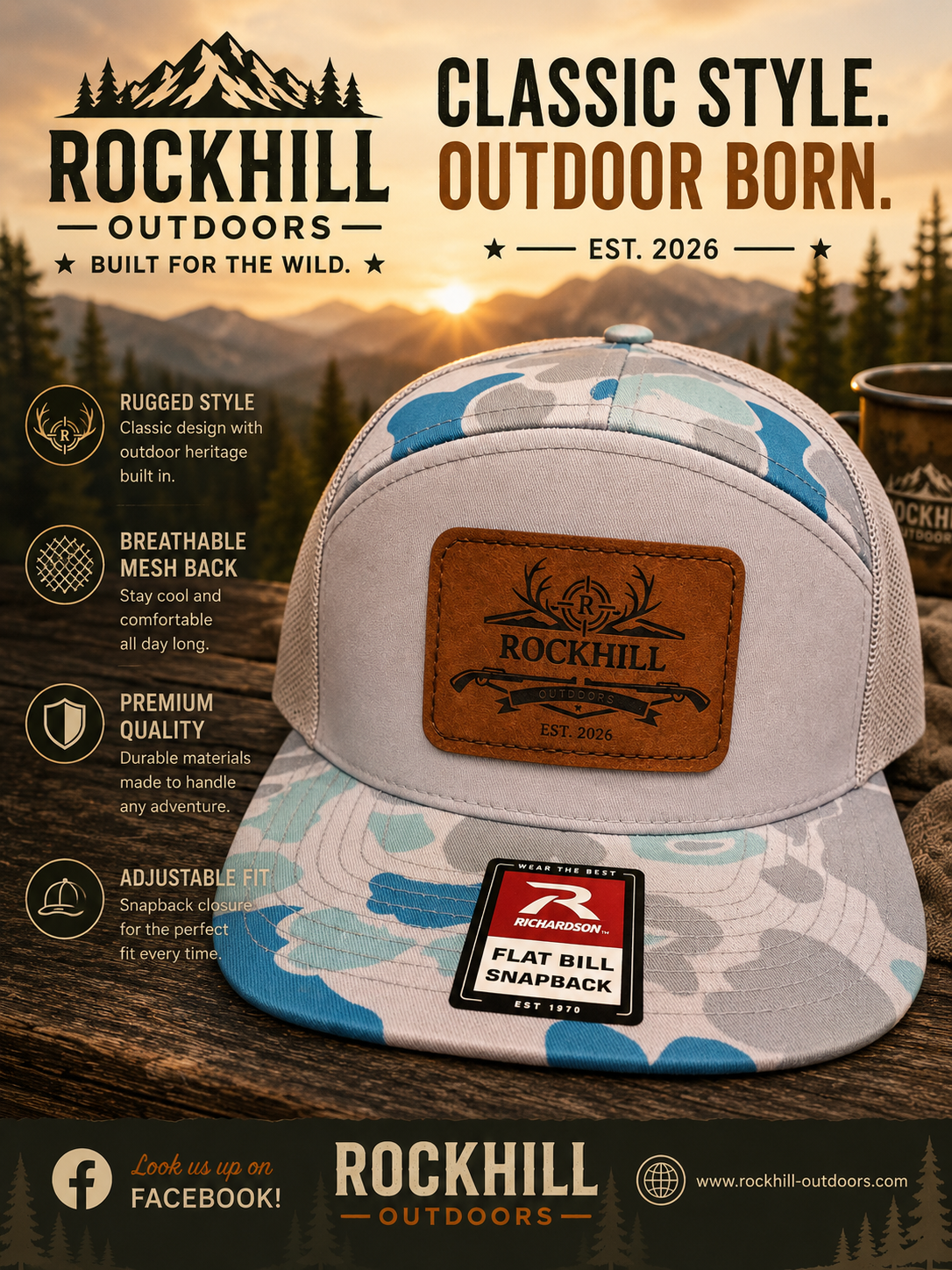 Flat Bill Saltwater Camo Hat