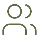 Simple line drawing of a person with a speech bubble.