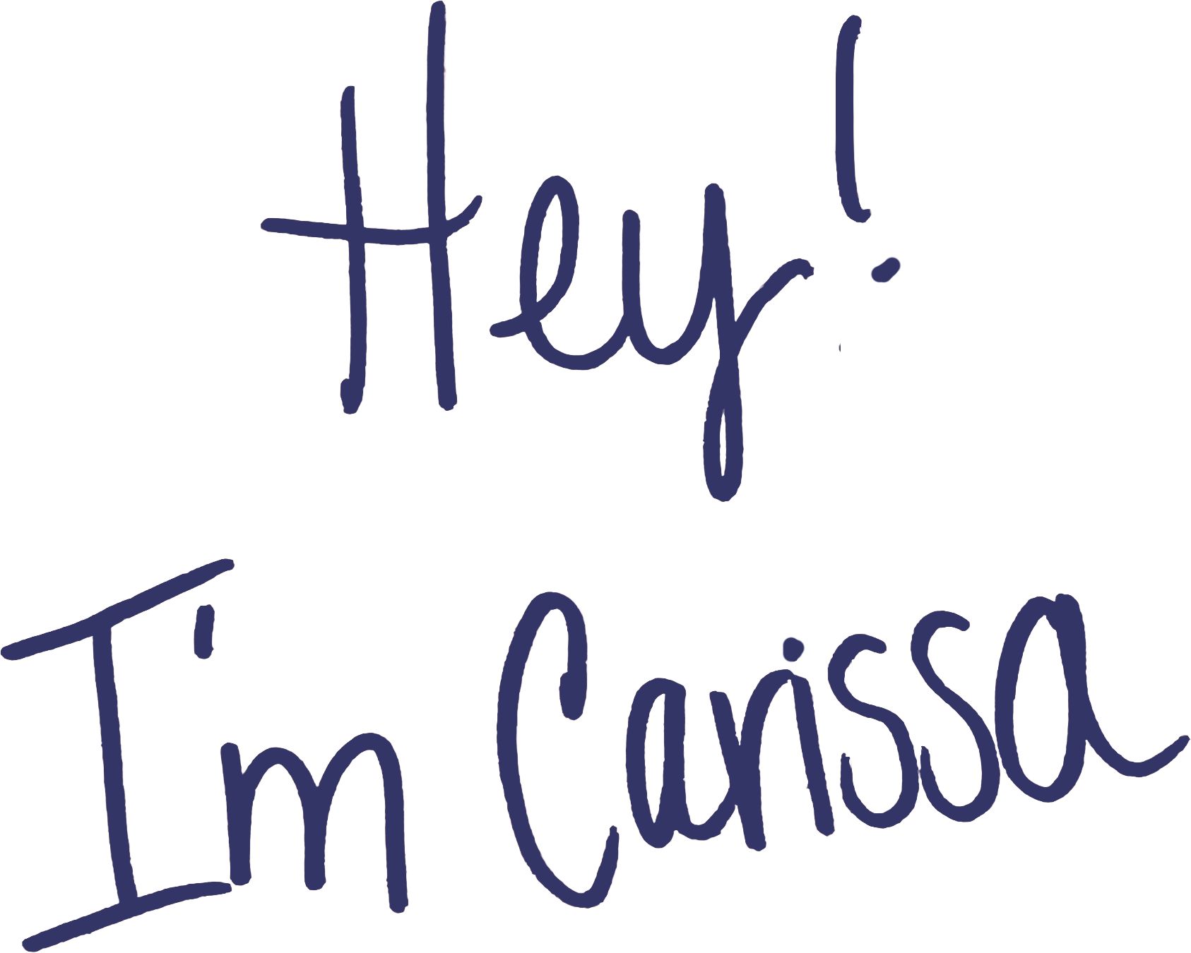 Handwritten text in blue ink that says, "Hey, I'm Carissa"