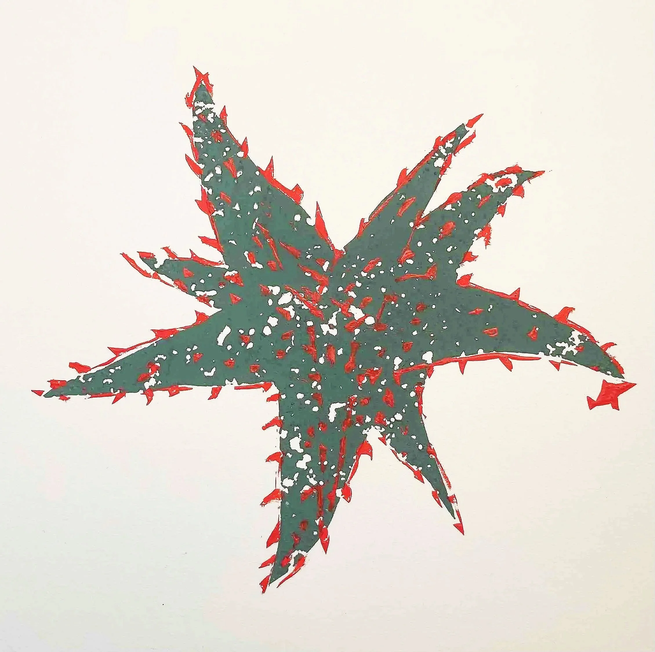 image of original hand screenprint with Aloe hybrid design from Handforth Botanical Studio