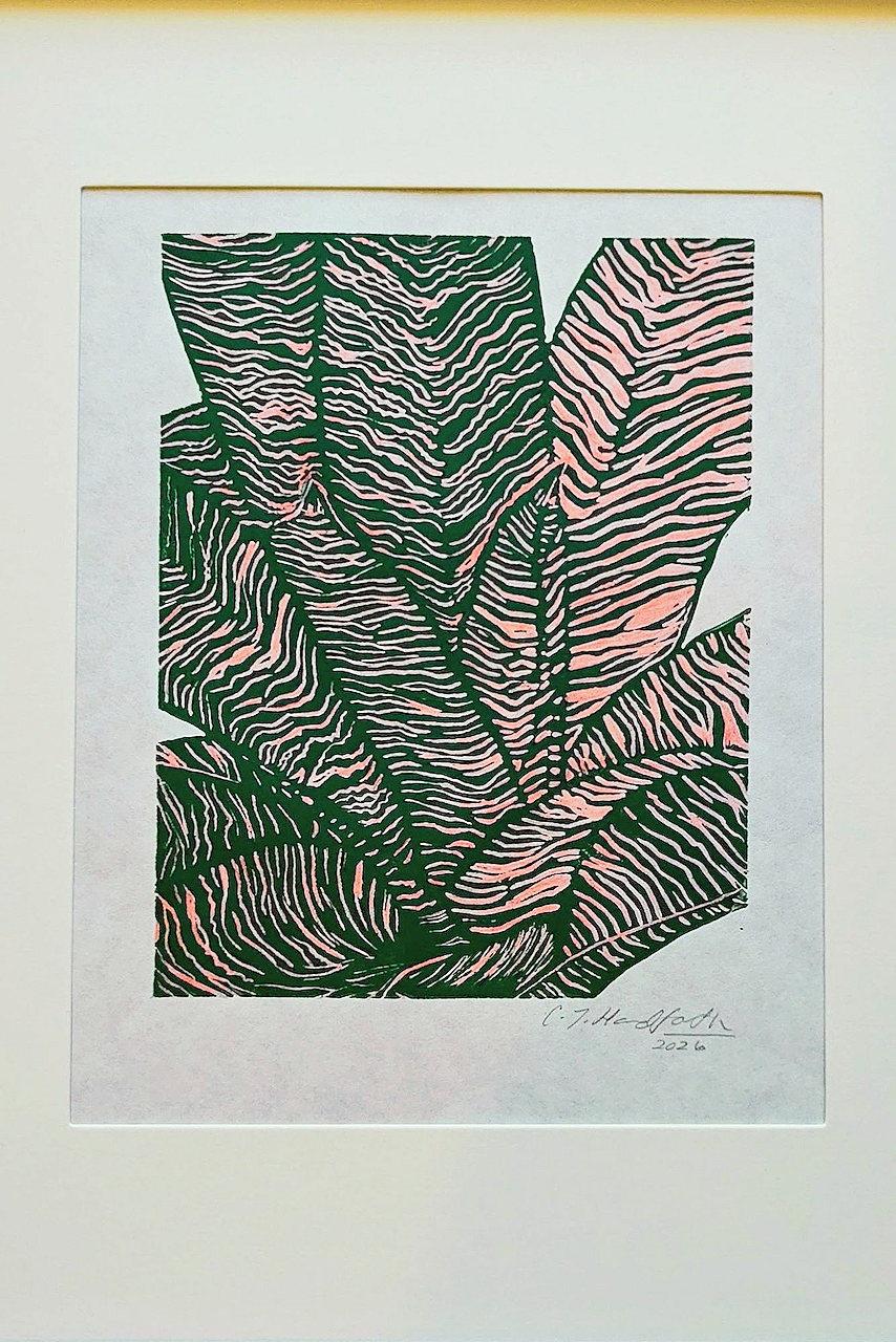 Vriesea hybrid Linocut Print - unframed