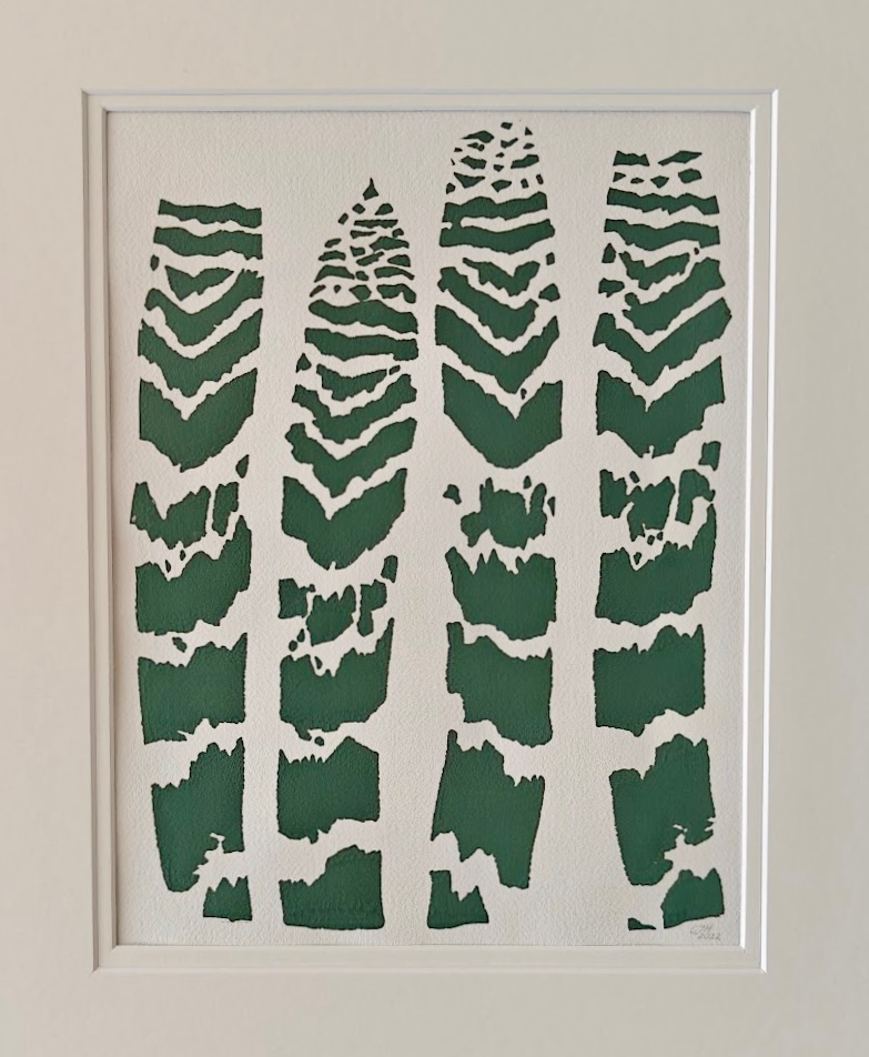 Vriesea splendens 'Flaming Sword' bromeliad leaves screenprint - unframed