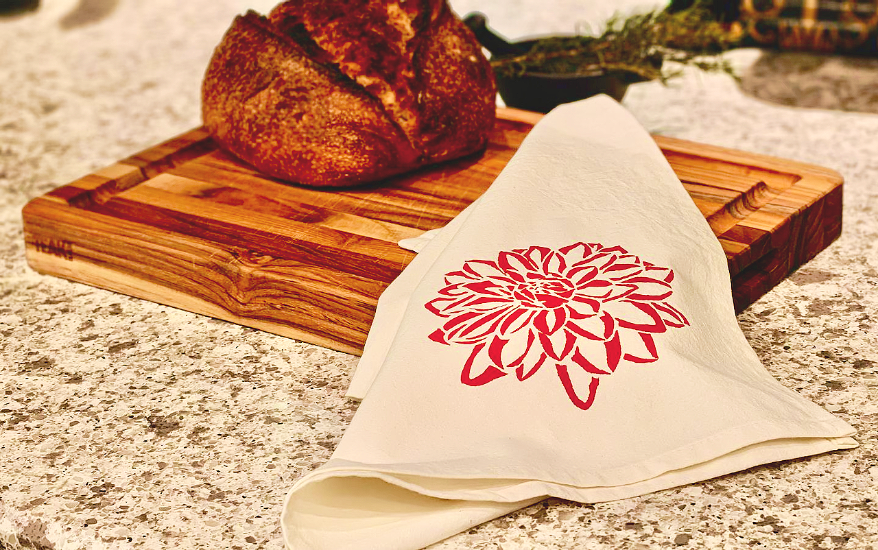 Dahlia 'Great Silence' Cotton Tea Towel