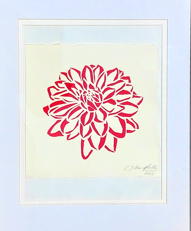Dahlia 'Great Silence' bloom screenprint - unframed