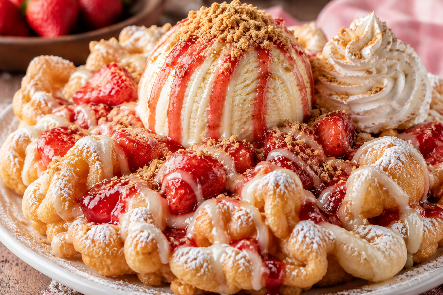 Strawberry Cheesecake Funnel Cake