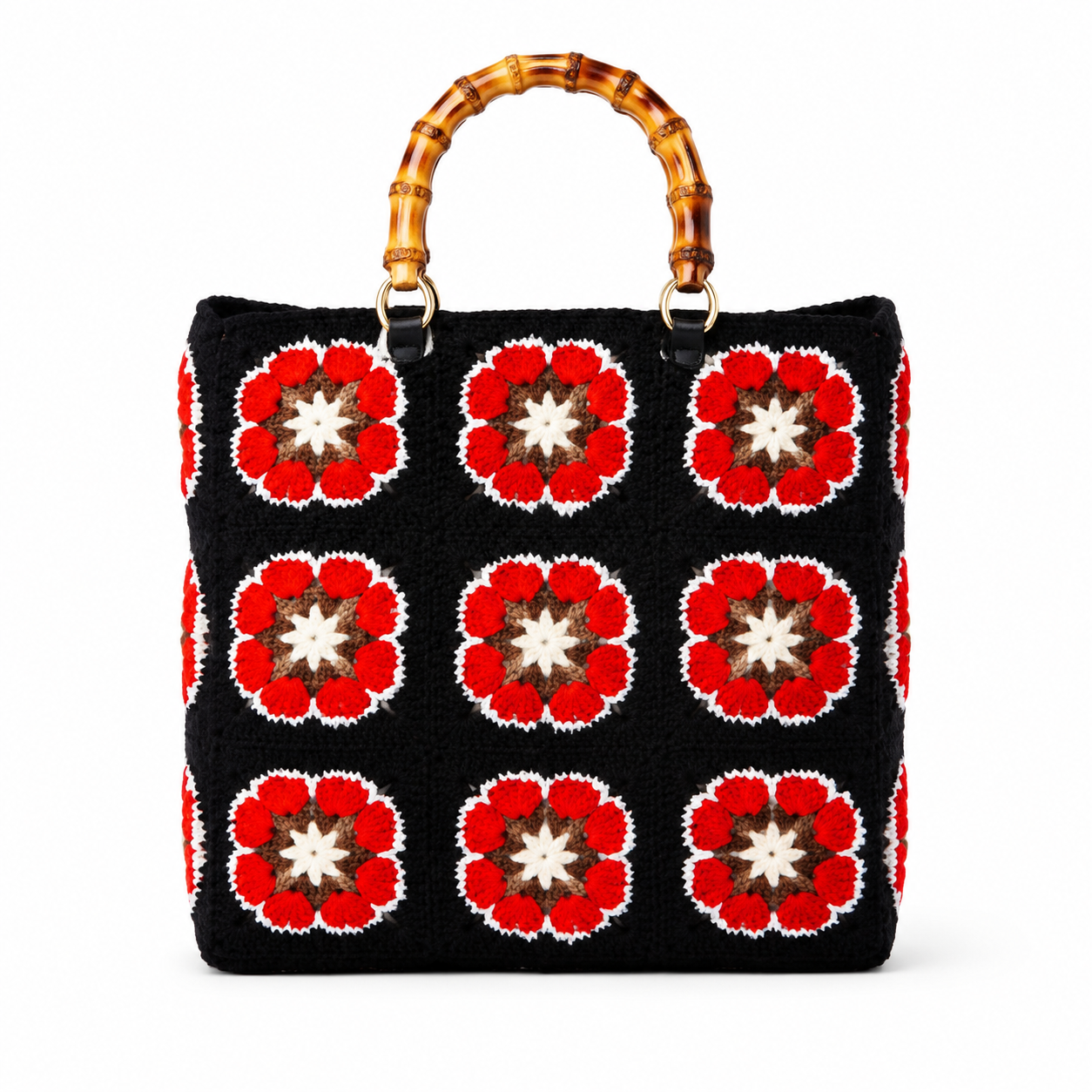 Red Floral Granny Square Bag