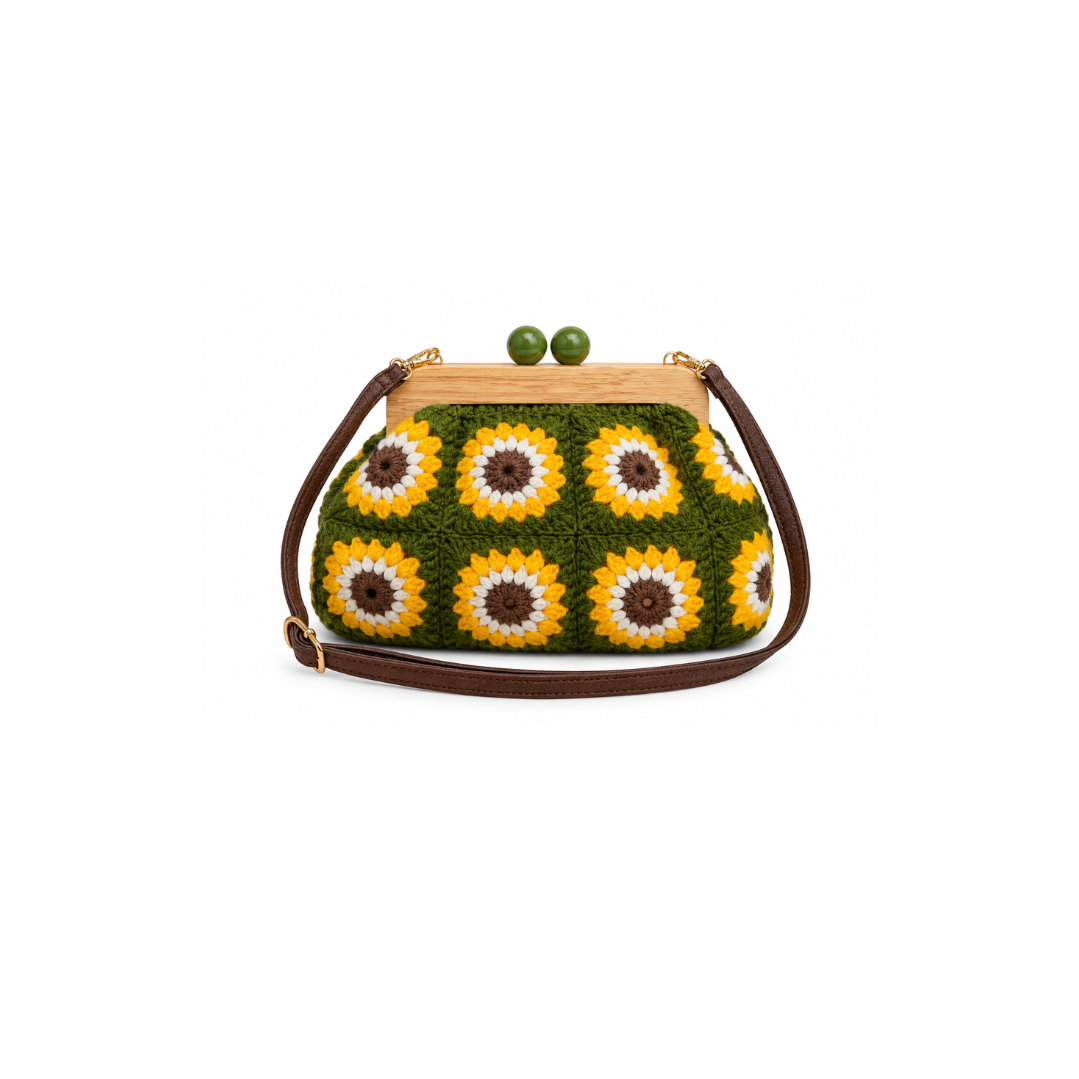 Green granny square Clutch