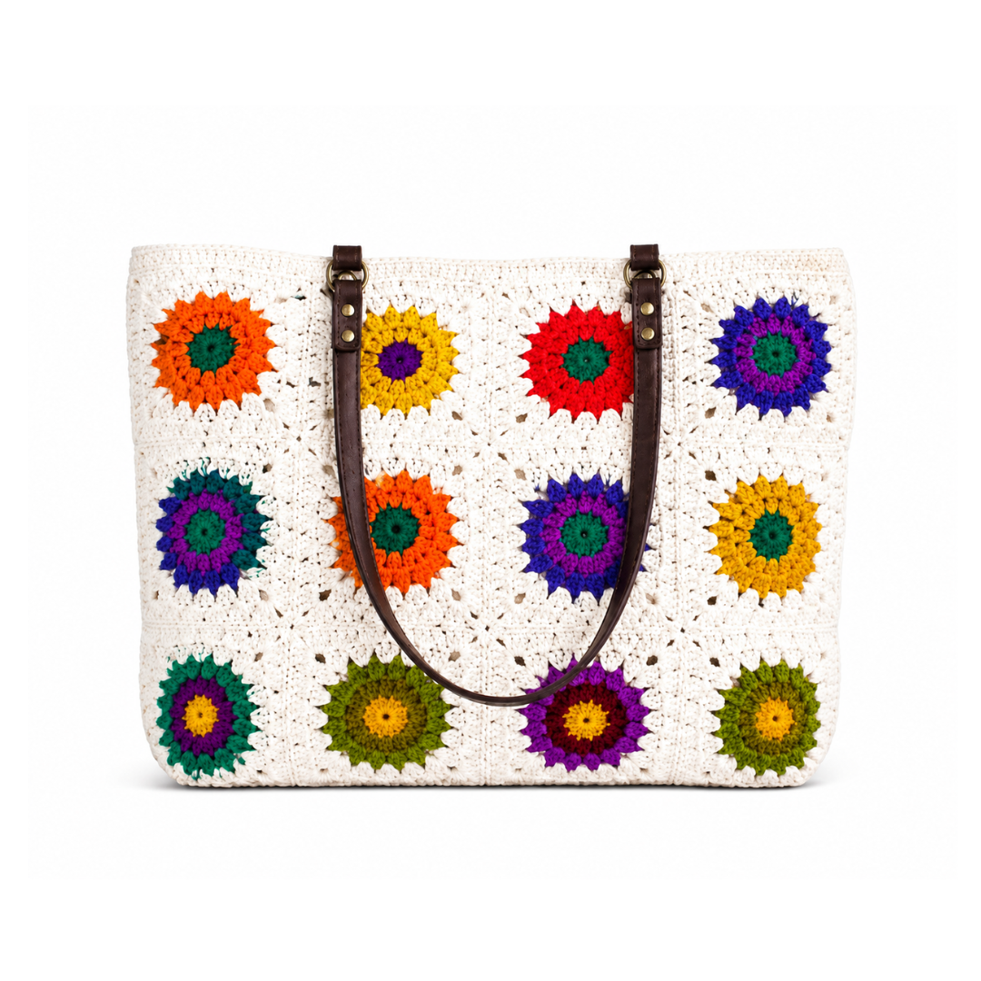 Colorful Granny Square tote bag