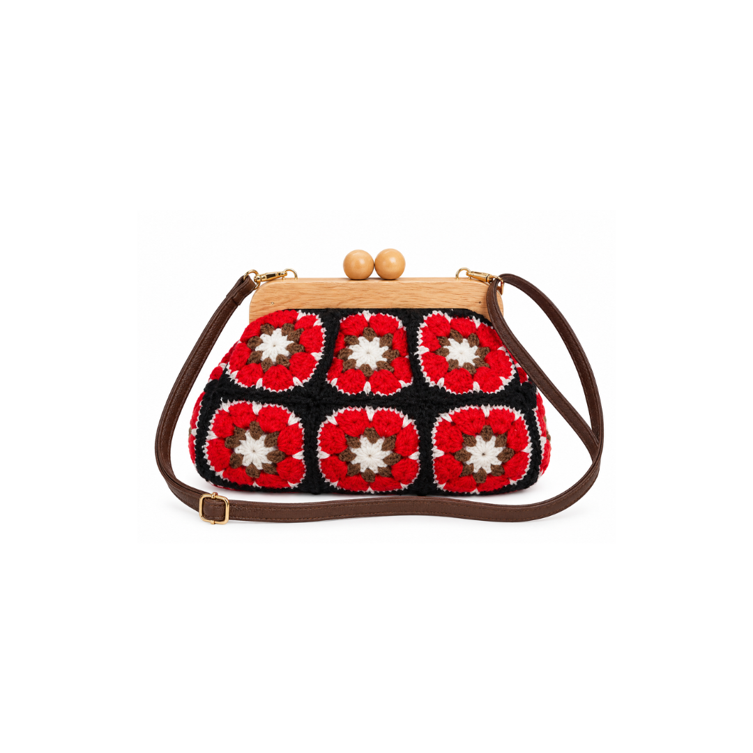 Red granny square Clutch