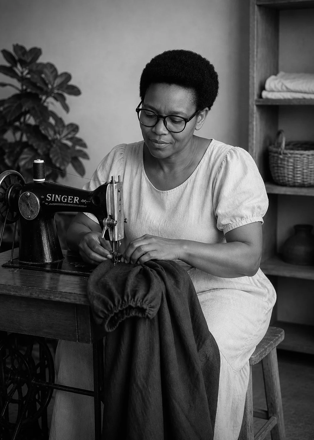 Mama Specioza Sewing