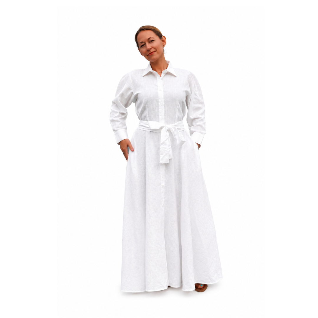 White Linen Shirt Dress