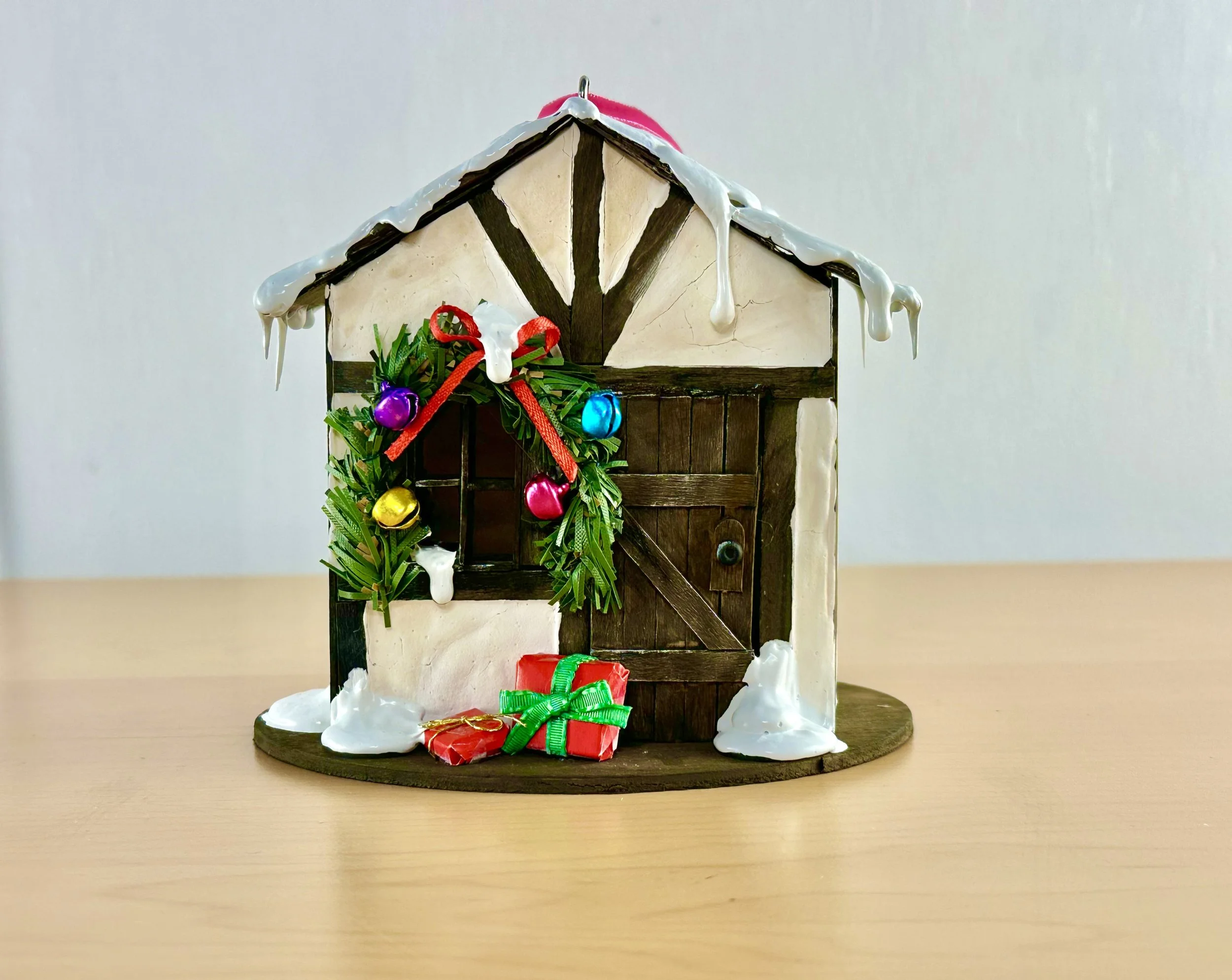 Miniature Stucco House Christmas Tree Ornament