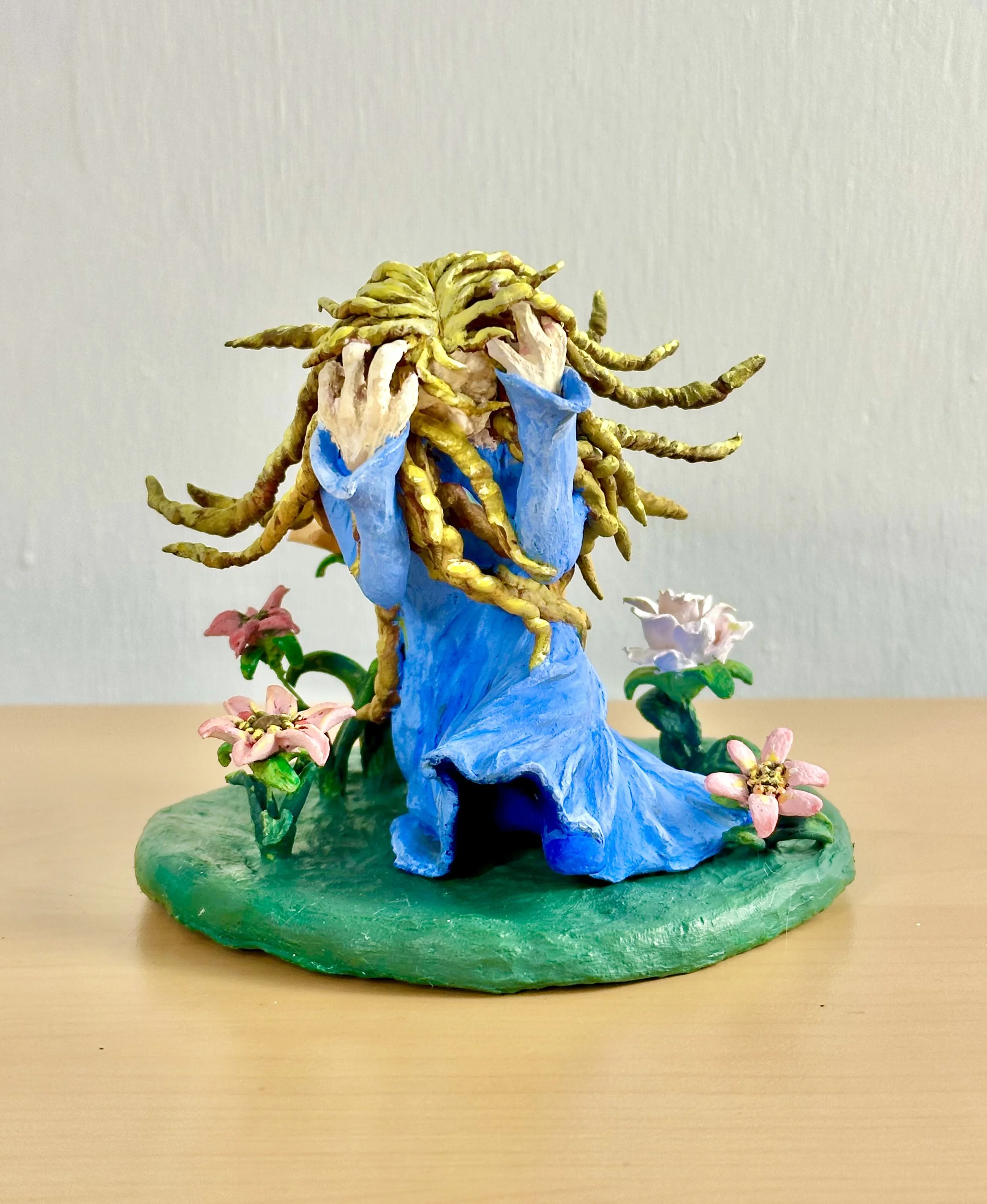 Frustration, a Blowing Hair Woman with Yellow Hair