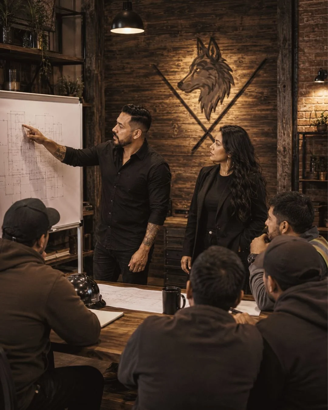 Business leaders participating in a company culture and leadership workshop led by De Lobos Training Grounds.
