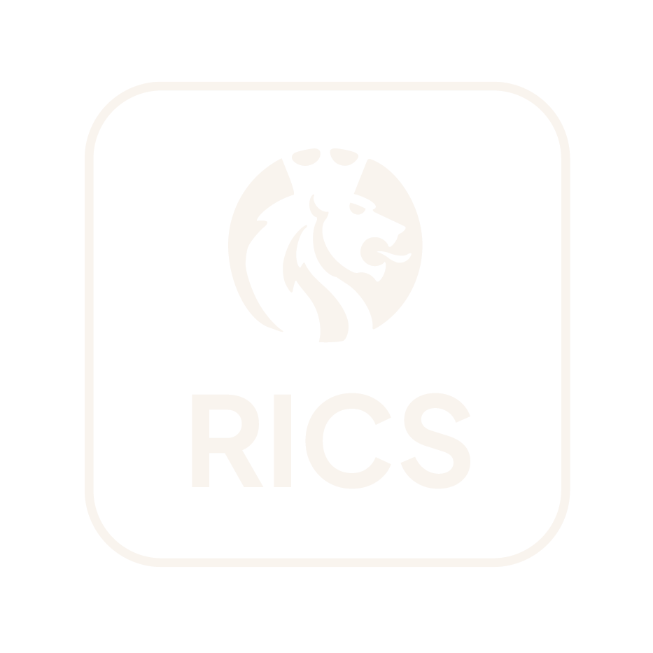 RICS logo featuring a lion's head inside a circle with the letters RCS below it. Depicting Loveday being RICS Registered.