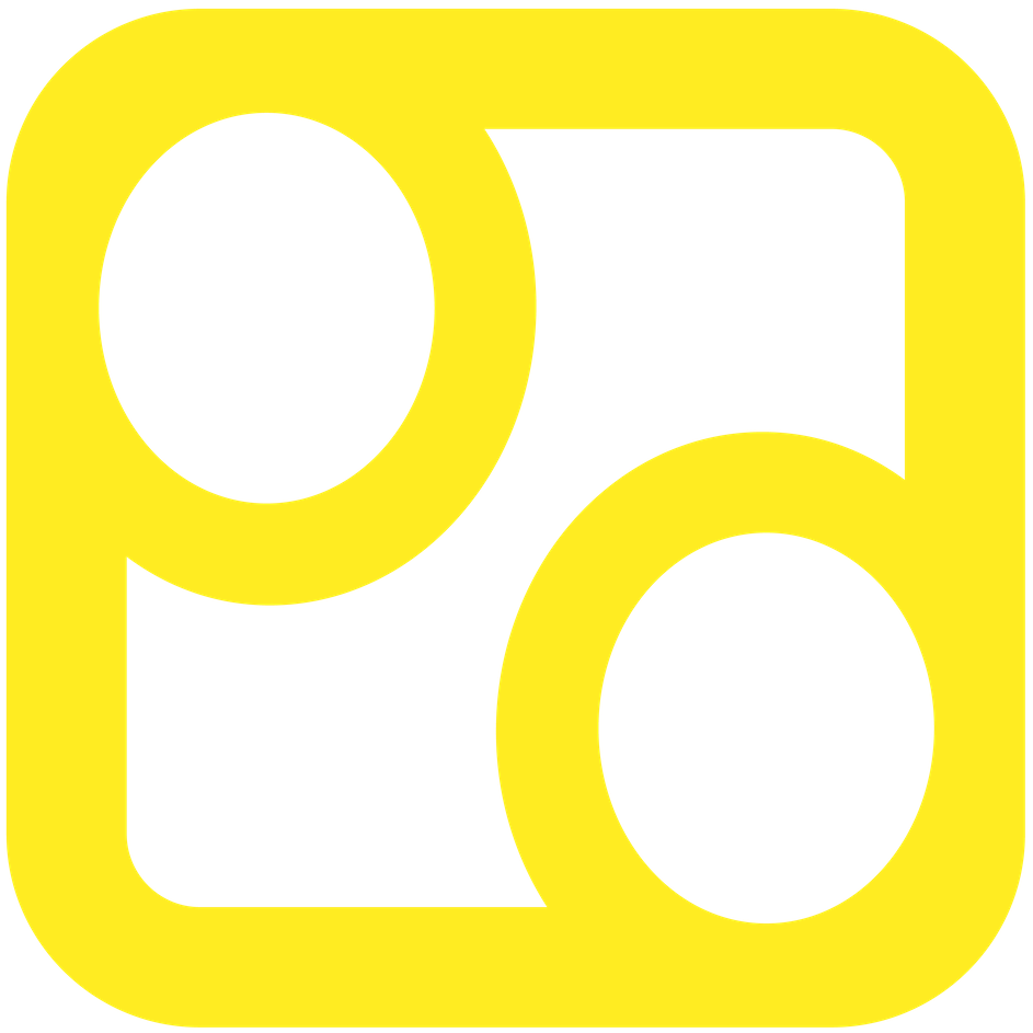 A yellow and black Loveday logo in a modern design, in yellow.