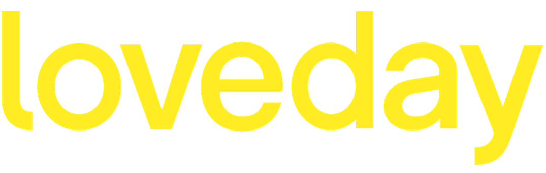 Yellow text that says "loveday". Loveday logo
