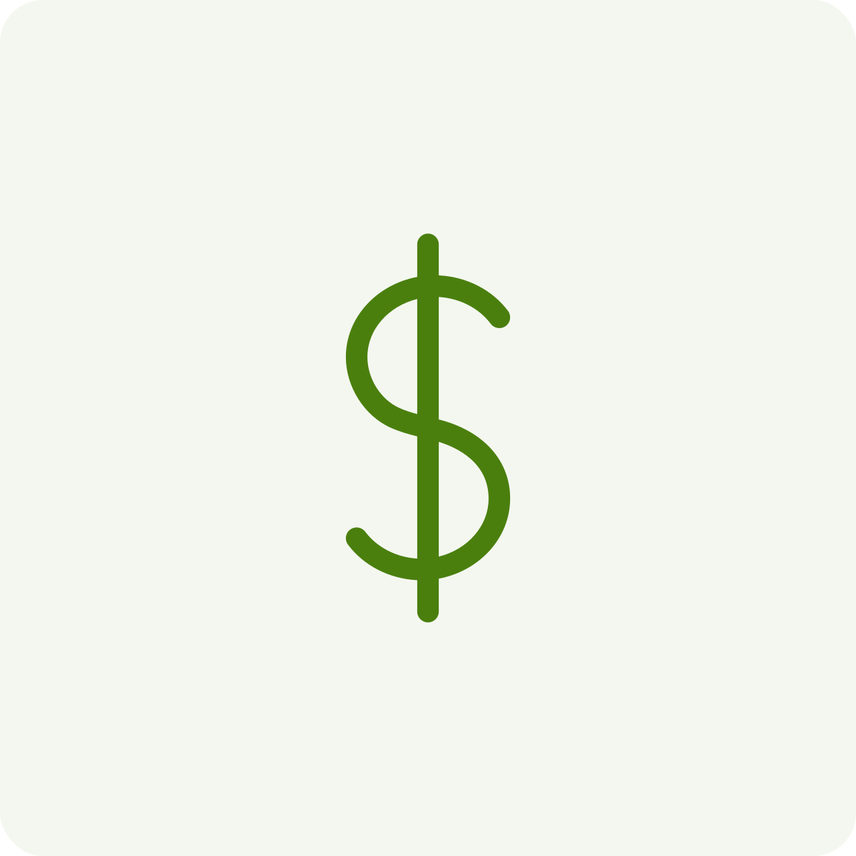 Green dollar sign in the center on a light background.