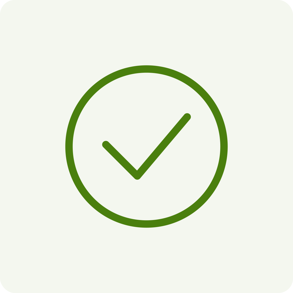 Green check mark inside a circle on a light background.
