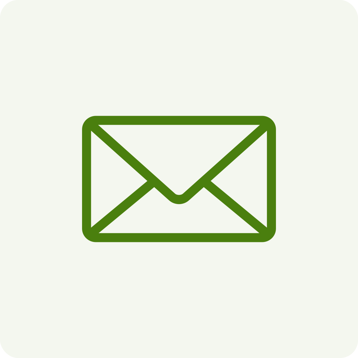 Green outlined envelope icon on a light background.