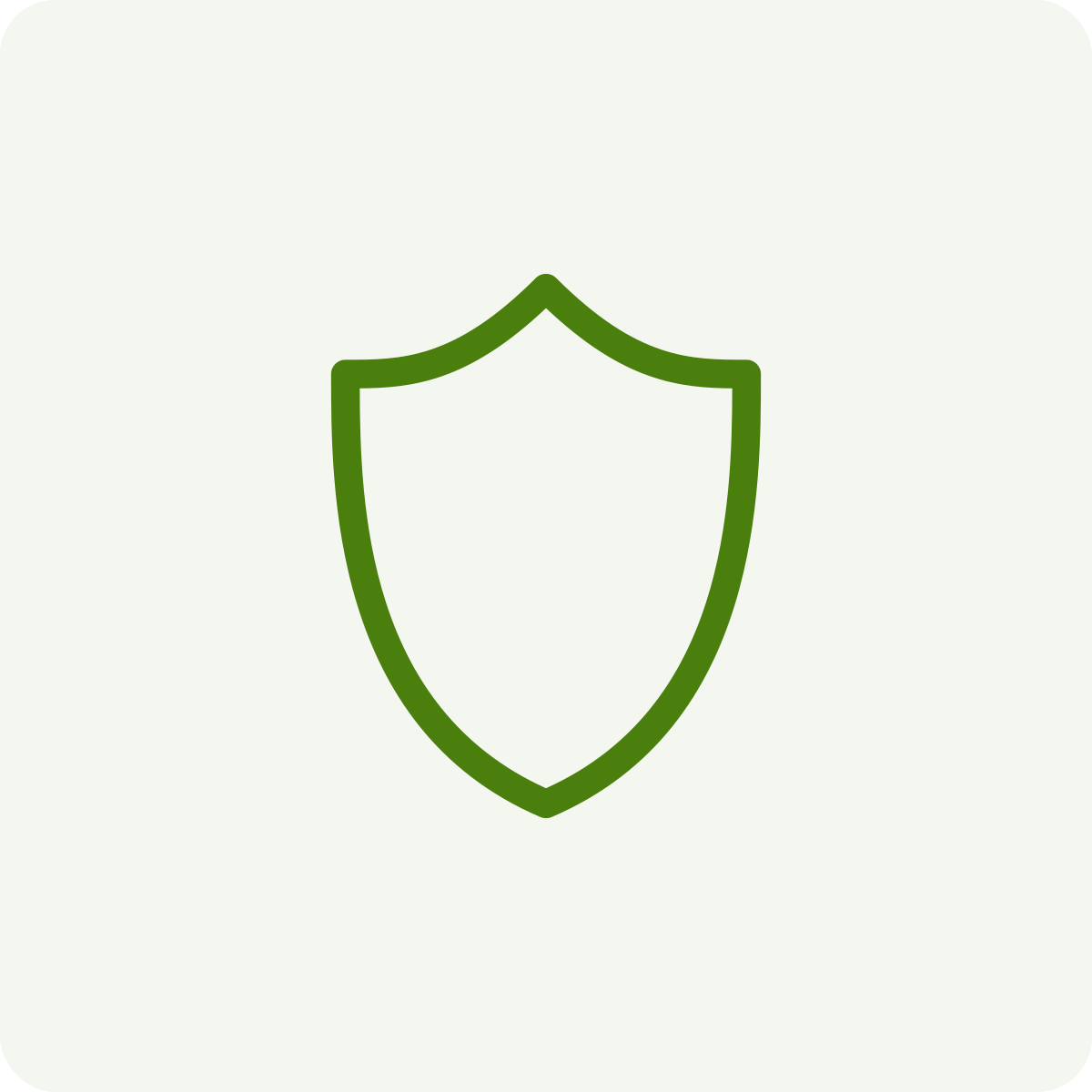 Green outline shield icon on a light background.