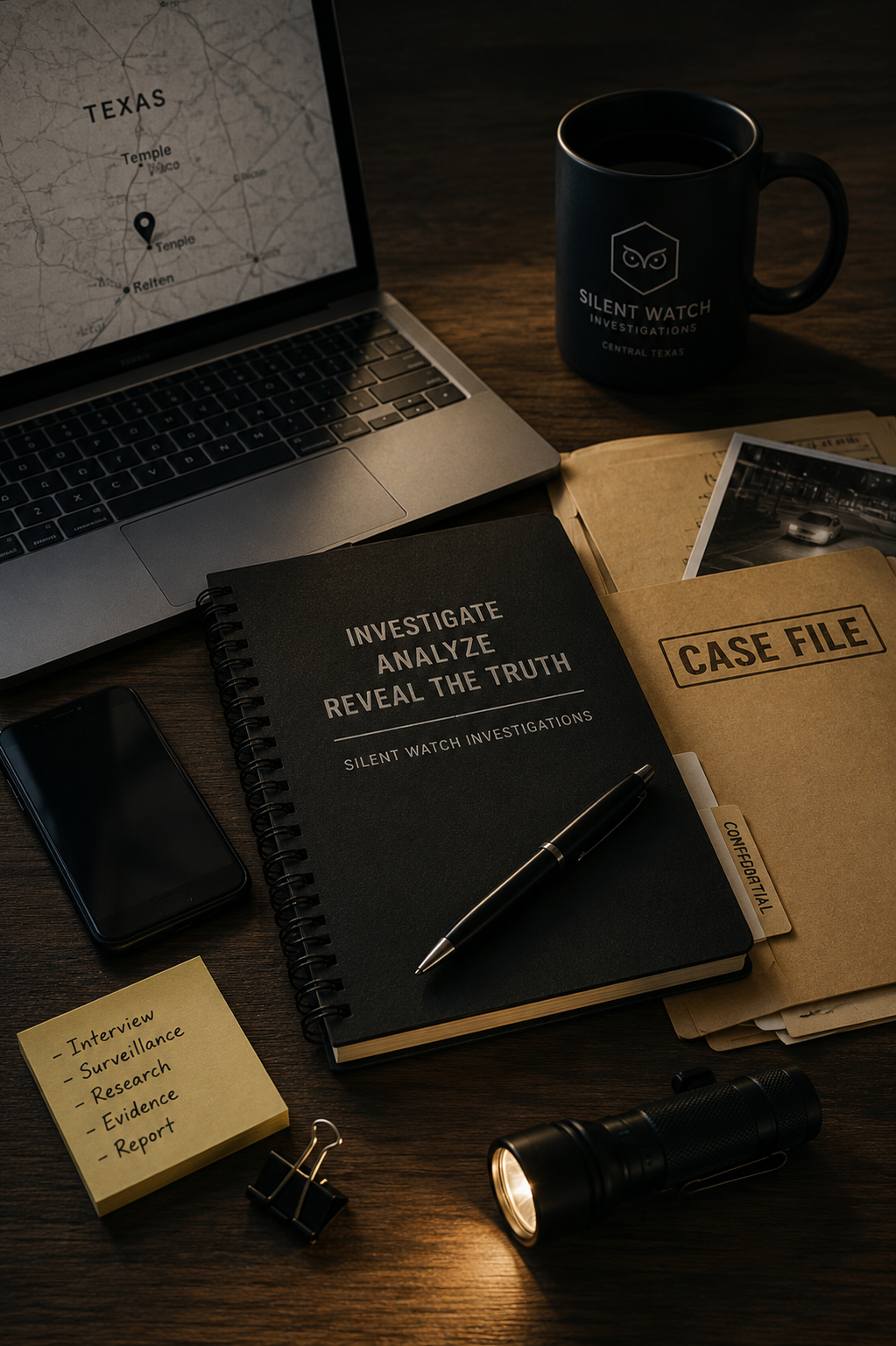 Every case deserves more than assumptions. We combine decades of investigative and military experience with careful research, surveillance, interviews, and evidence-driven investigation to uncover the facts that matter.