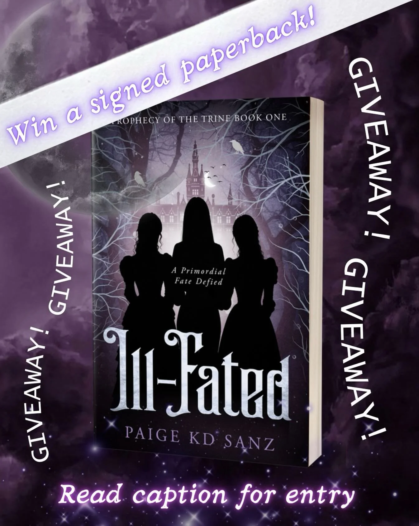 🔮CONTEST GIVEAWAY🔮
✨Winners will receive a signed paperback of Ill-Fated by Paige KD Sanz (with stickers!)

Entry:
💜Like this post
💜Comment with your favorite trope
💜Tag a friend you think would like this book
💜(more tags = more entries)
💜Post