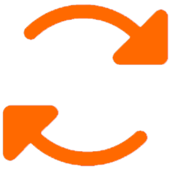 Two orange arrows forming a circle, indicating a cycle or exchange.