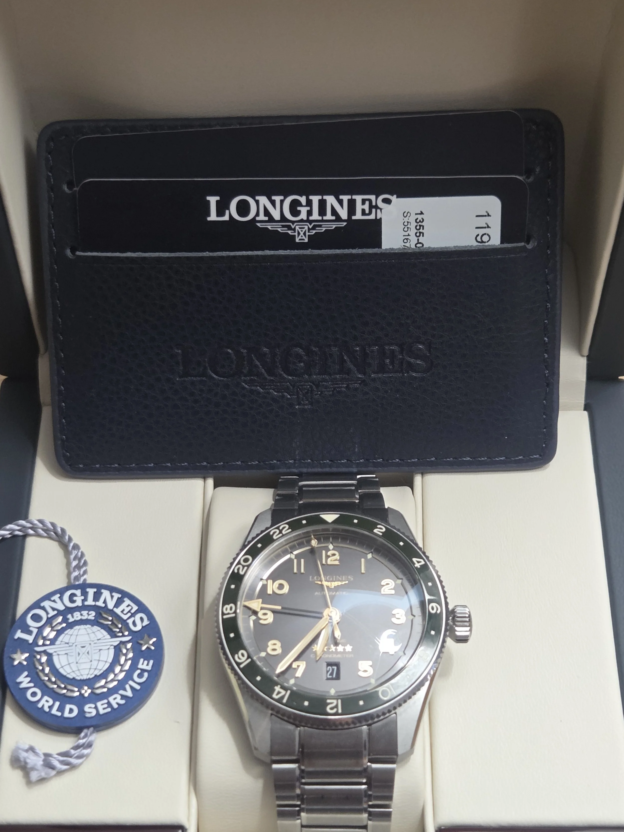 2023 Longines Spirit Zulu GMT Green Bezel/Black Dial