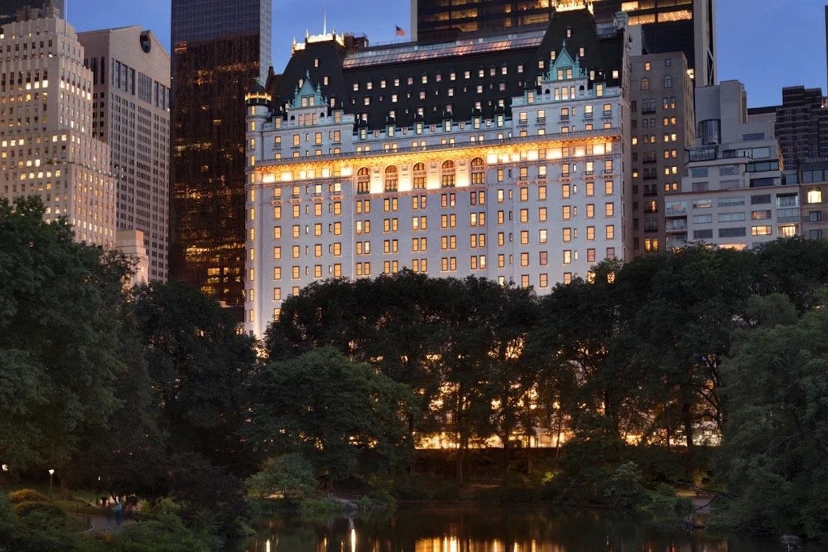 Exterior view of The Plaza New York from Central Park