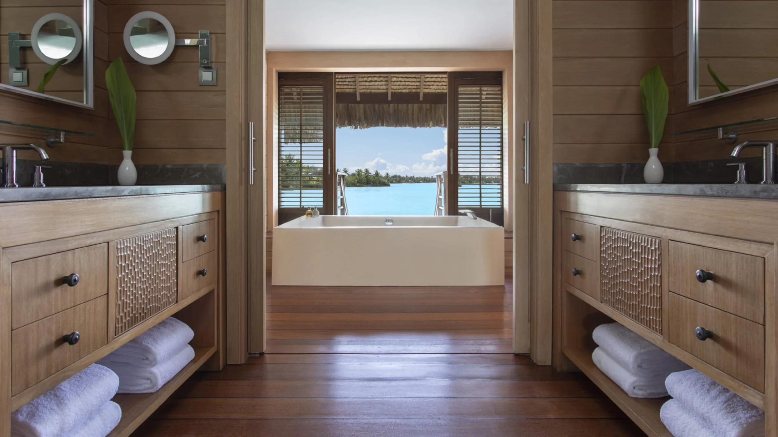 One Bedroom Lagoon View Overwater Bungalow at the Four Seasons Resort Bora Bora Tahiti