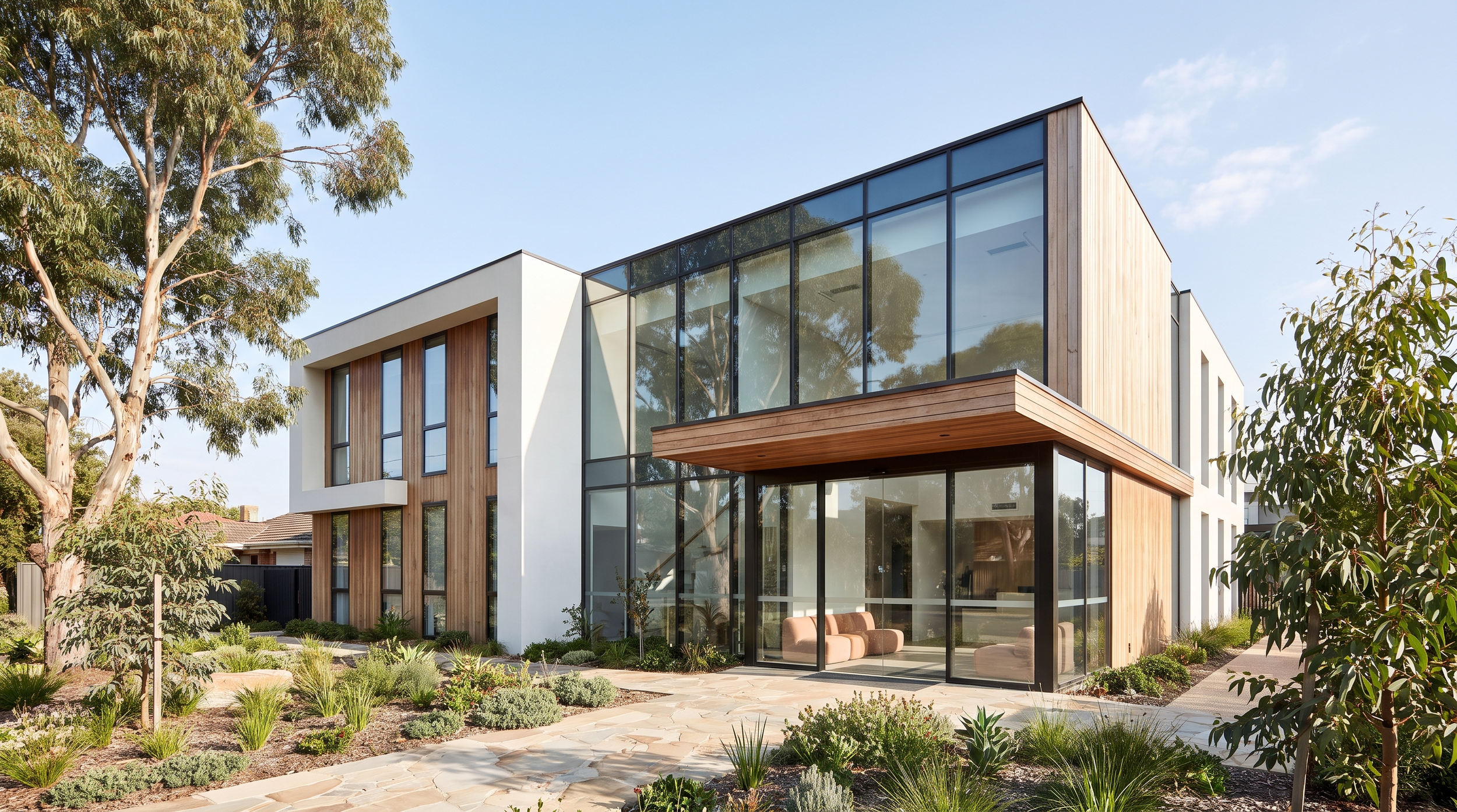 Modern medical clinic exterior representing commercial property finance for health professionals