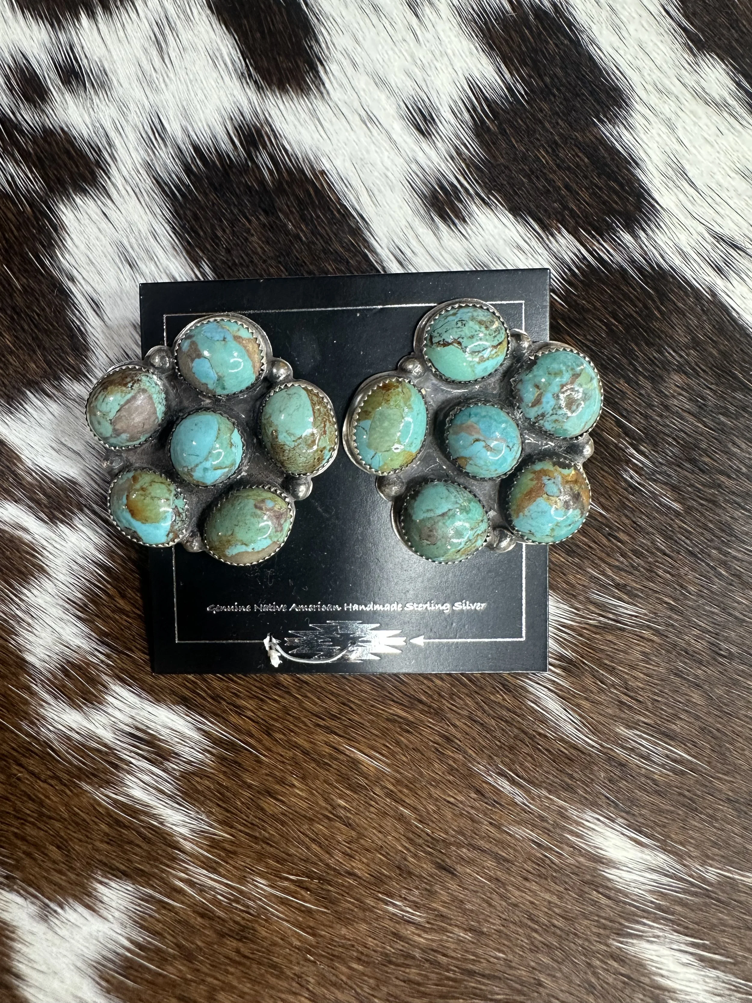 Joan Begay Turquoise Cluster Earrings