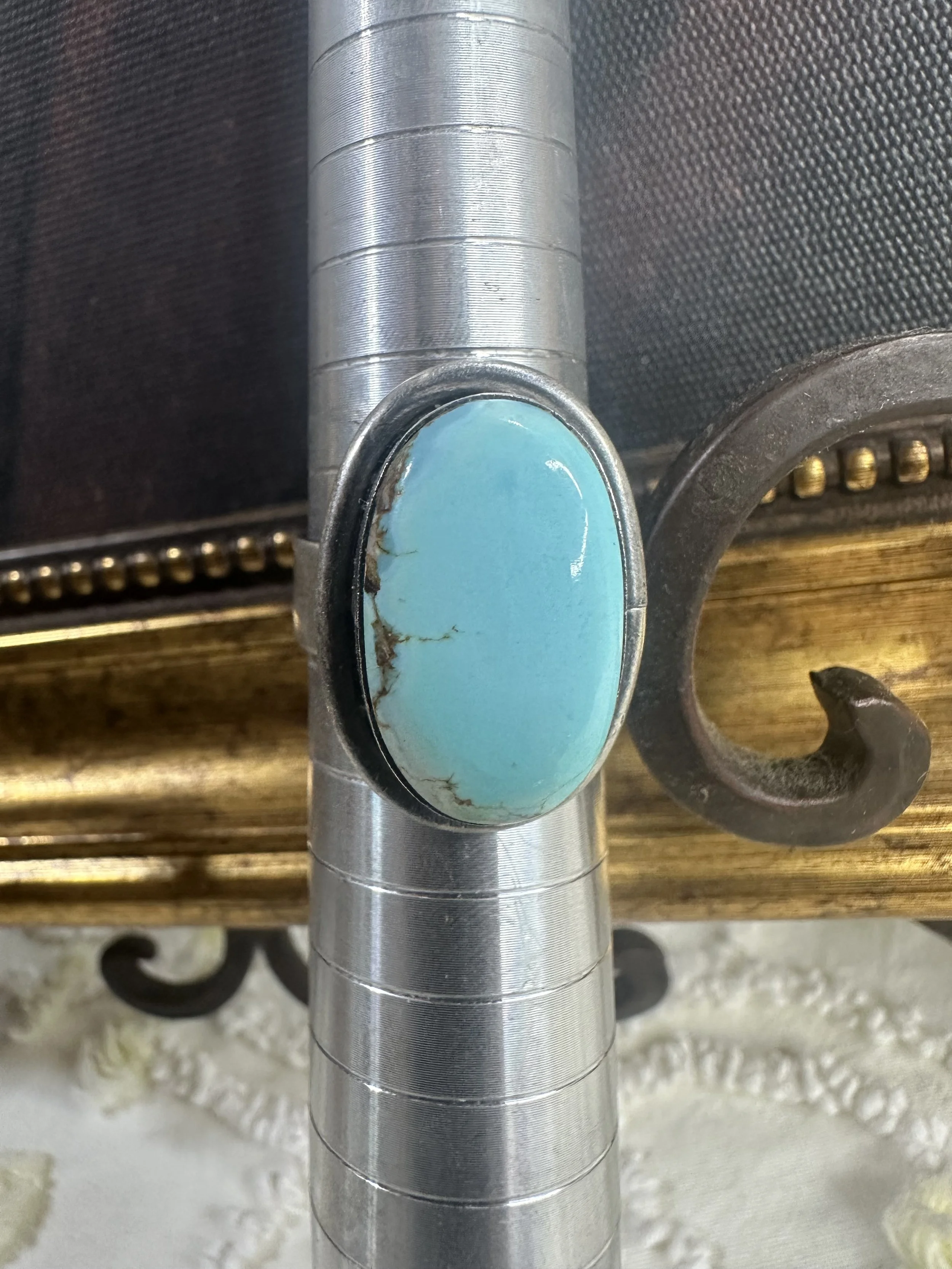 **RESERVED FOR M** Scott Skeets Golden Hills Turquoise Adjustable Ring