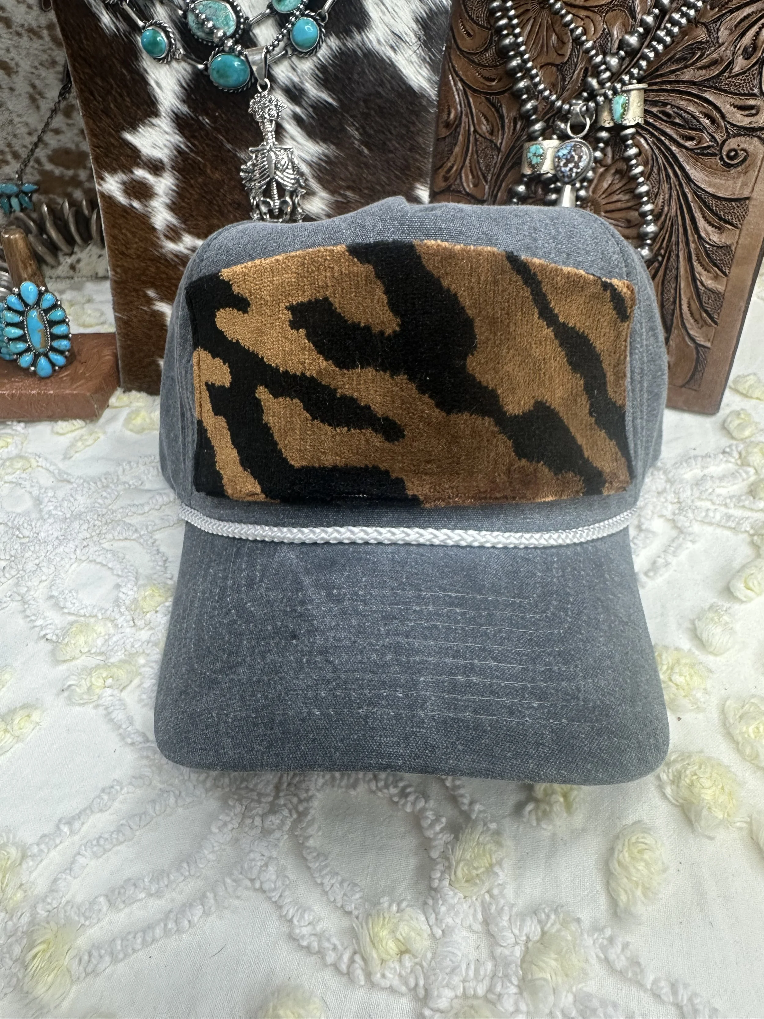 Mitty Hat - Denim/Zebra