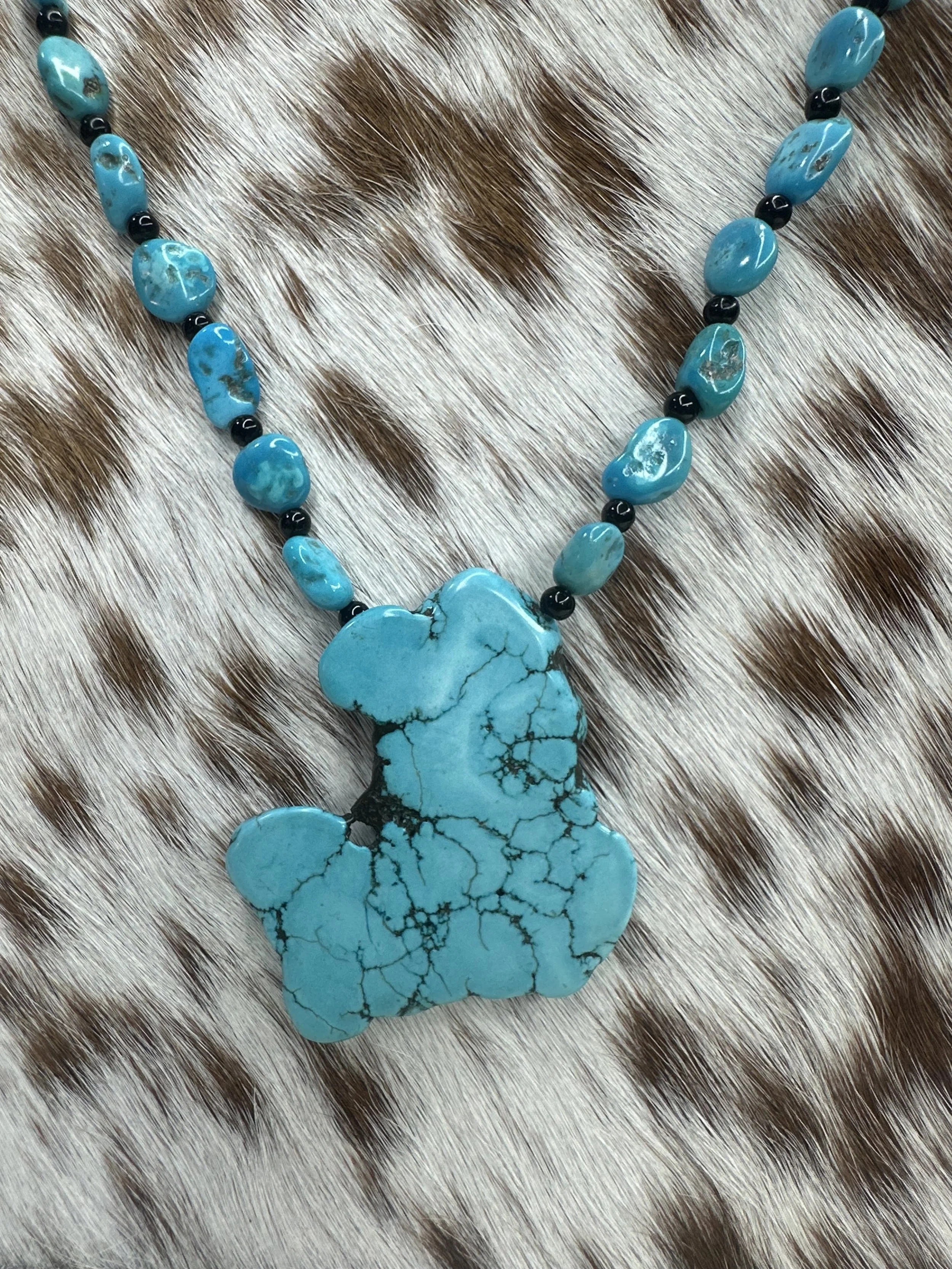 Turquoise / Black Onyx Slab Necklace