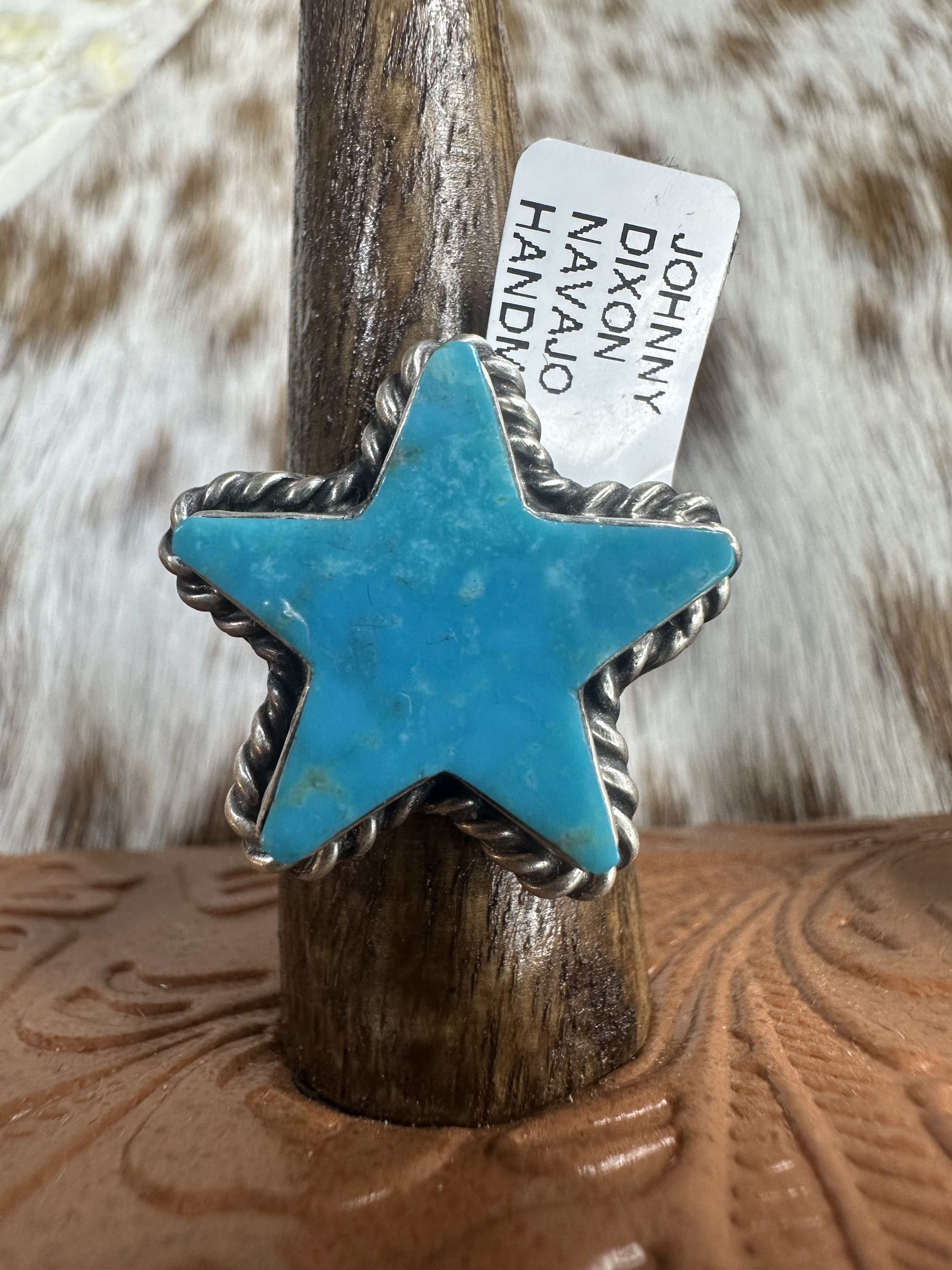 Johnny Dixon Kingman Turquoise Adjustable Star Ring
