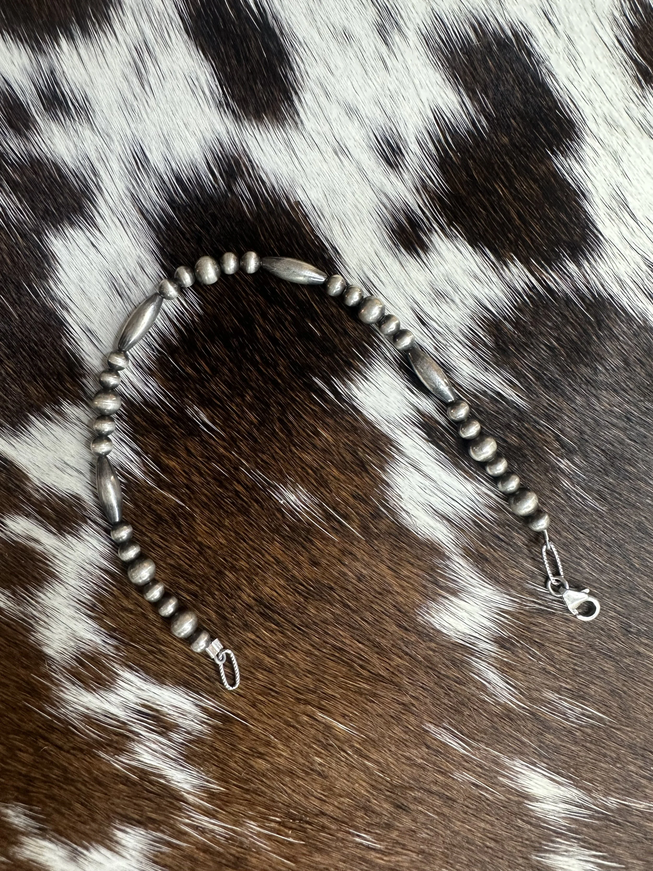 Sterling Silver Pearl & Torpedo Bead Bracelet
