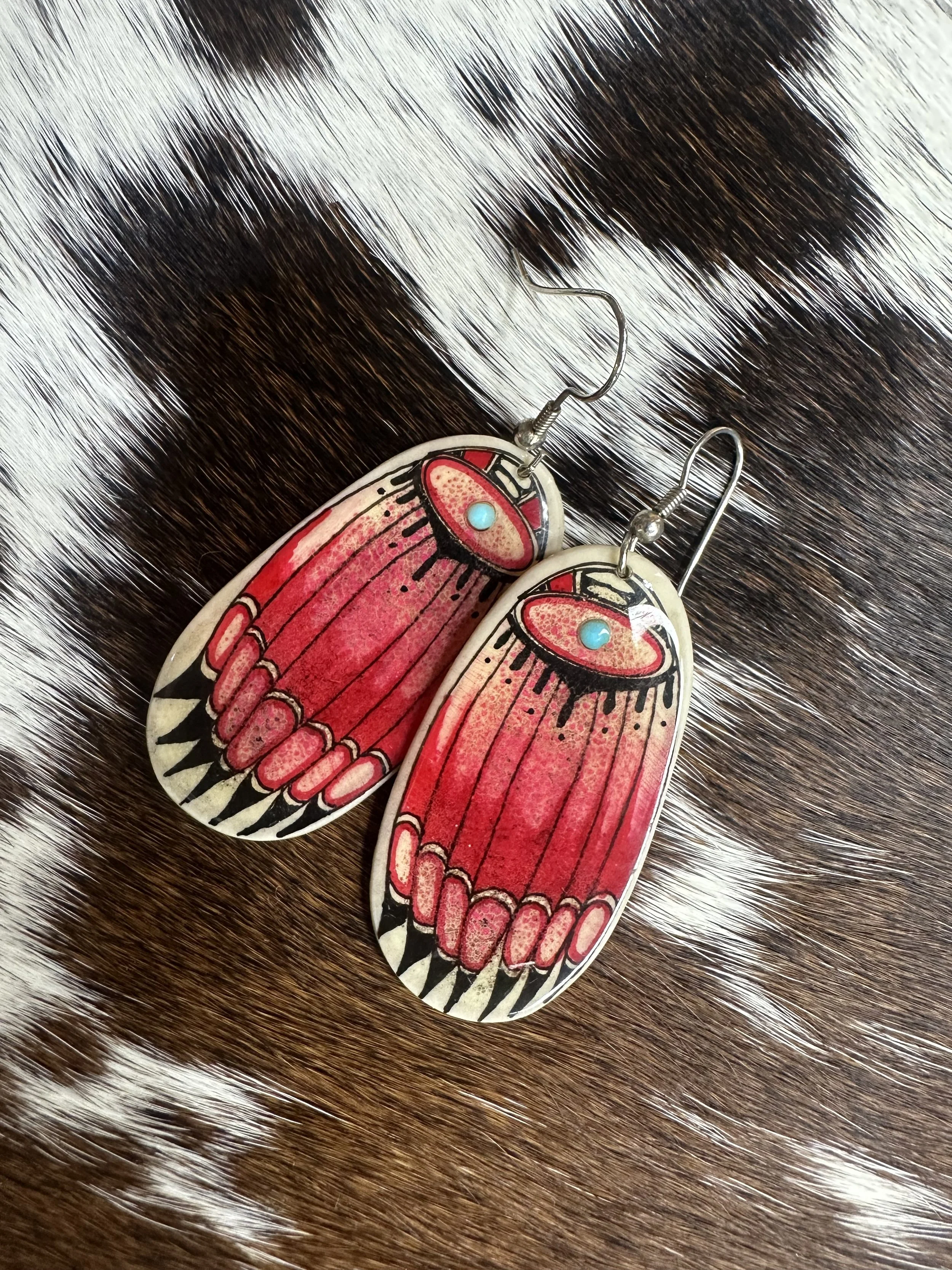 *Vintage* Bear Claw Earrings with Turquoise