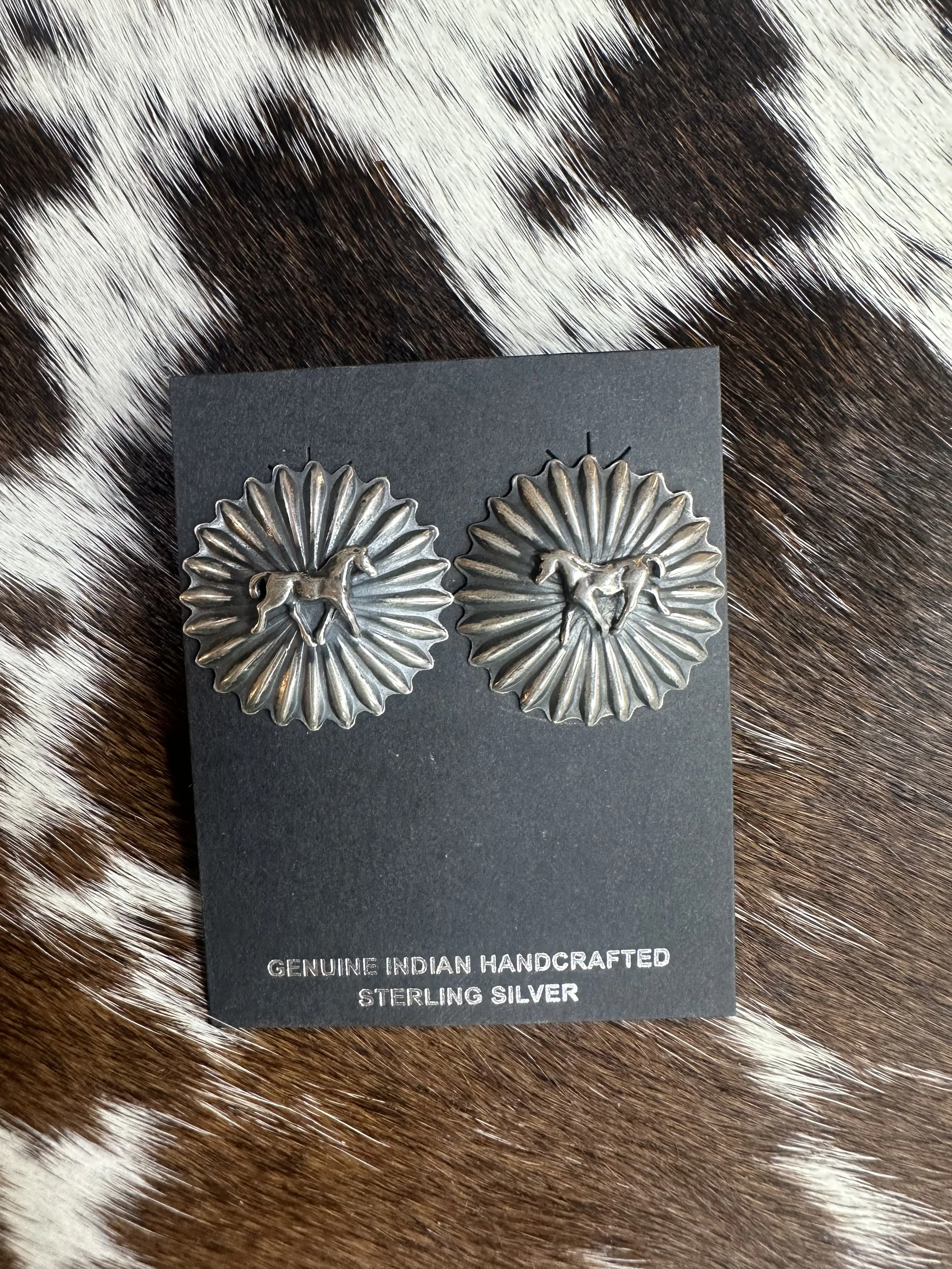 Tyrone Etsitty Horse Concho Earrings