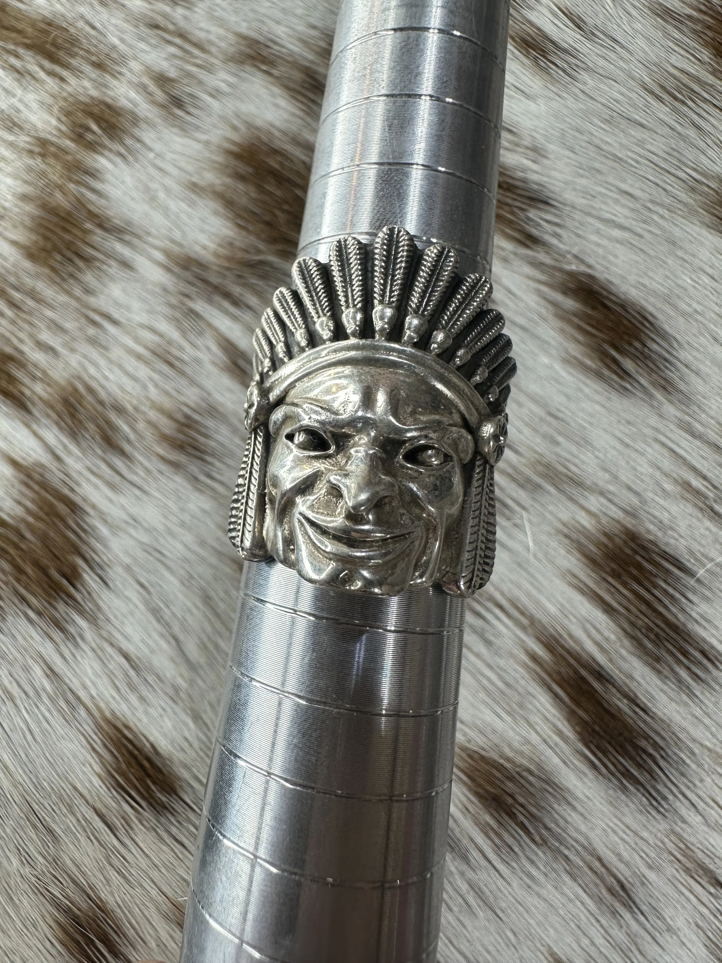 Bold Sterling Silver Figural Headdress Ring