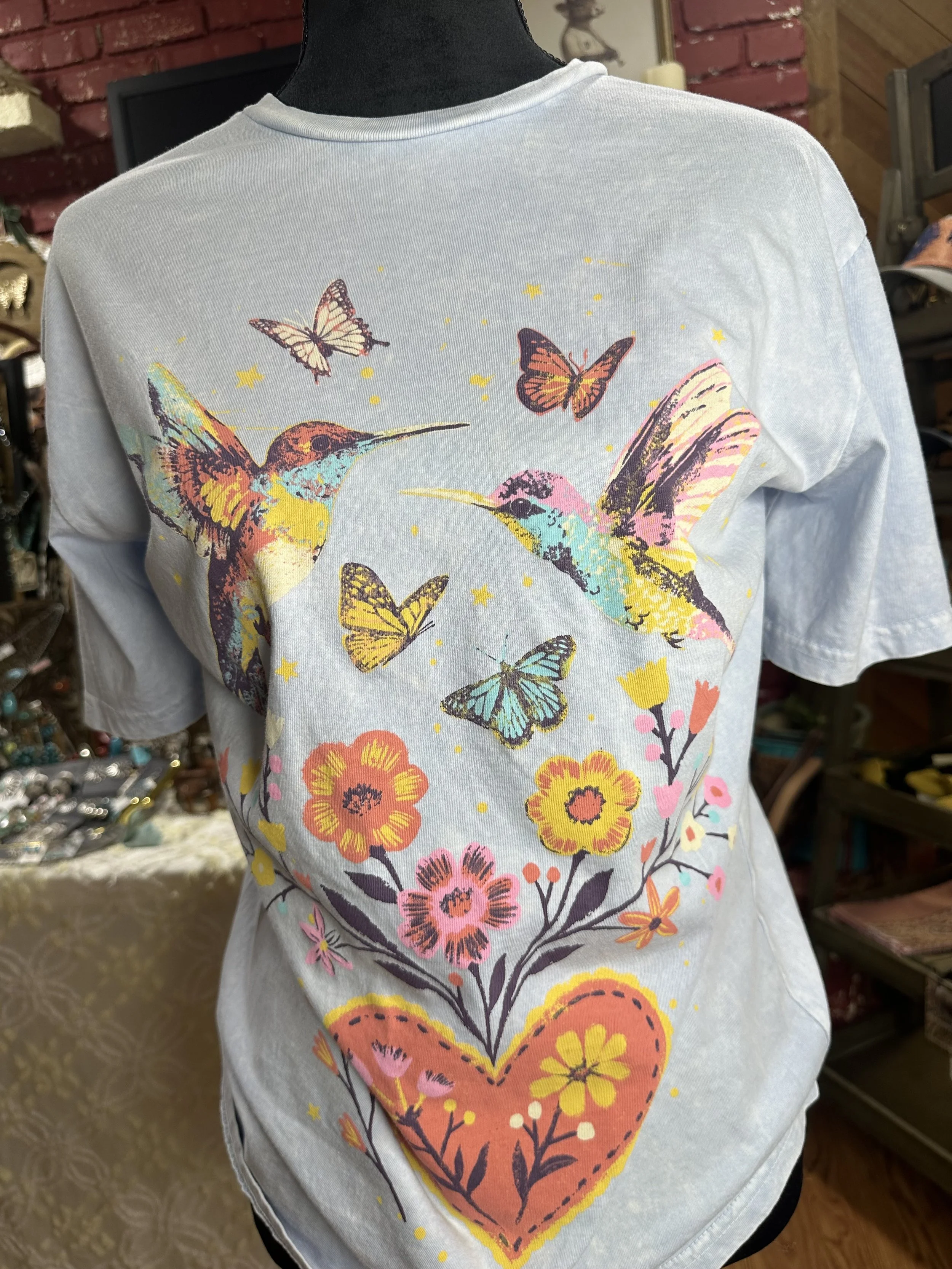 Birds & Flowers Graphic Top