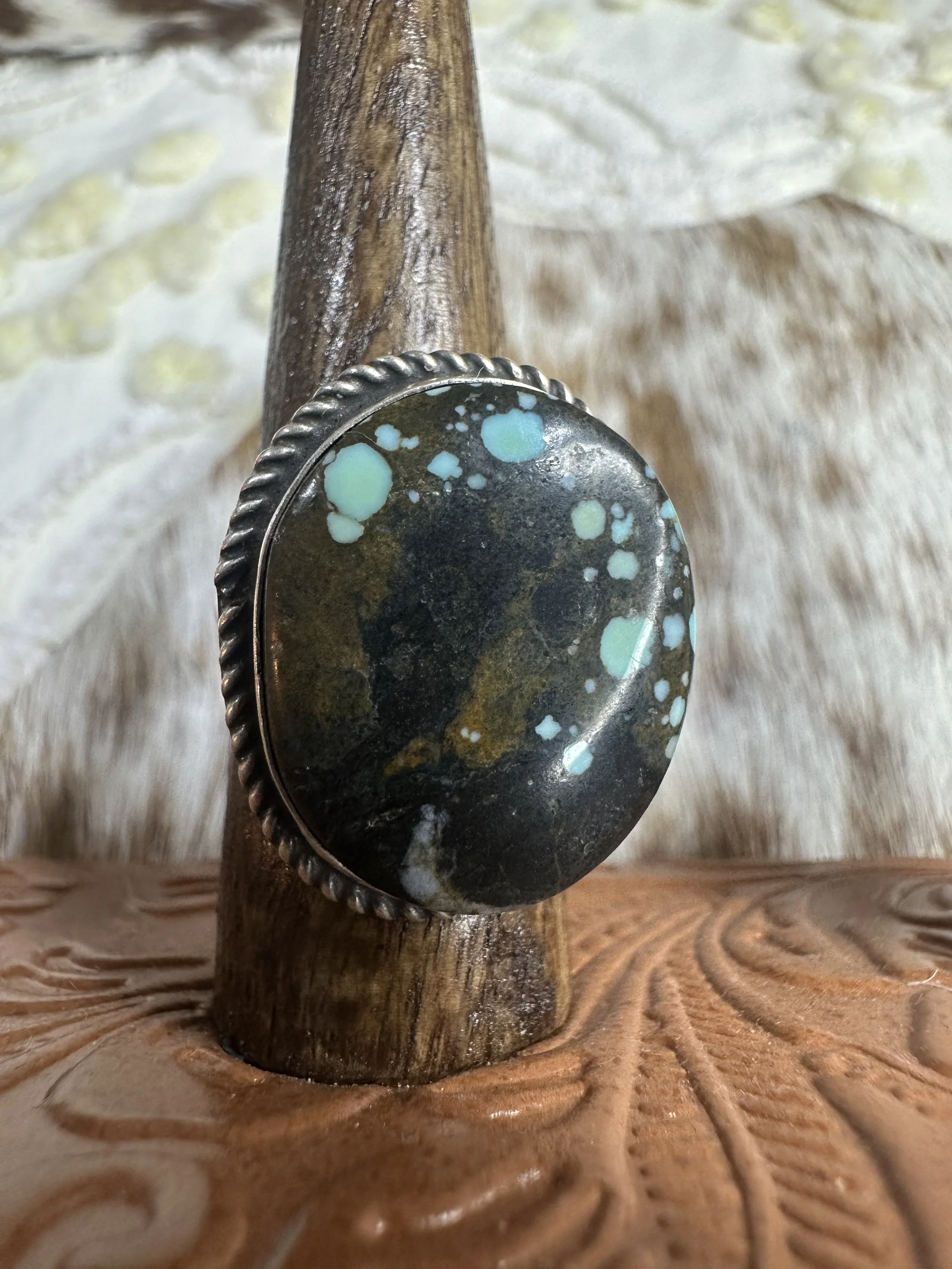 Donovan Nez Blue Moon Turquoise Adjustable Ring