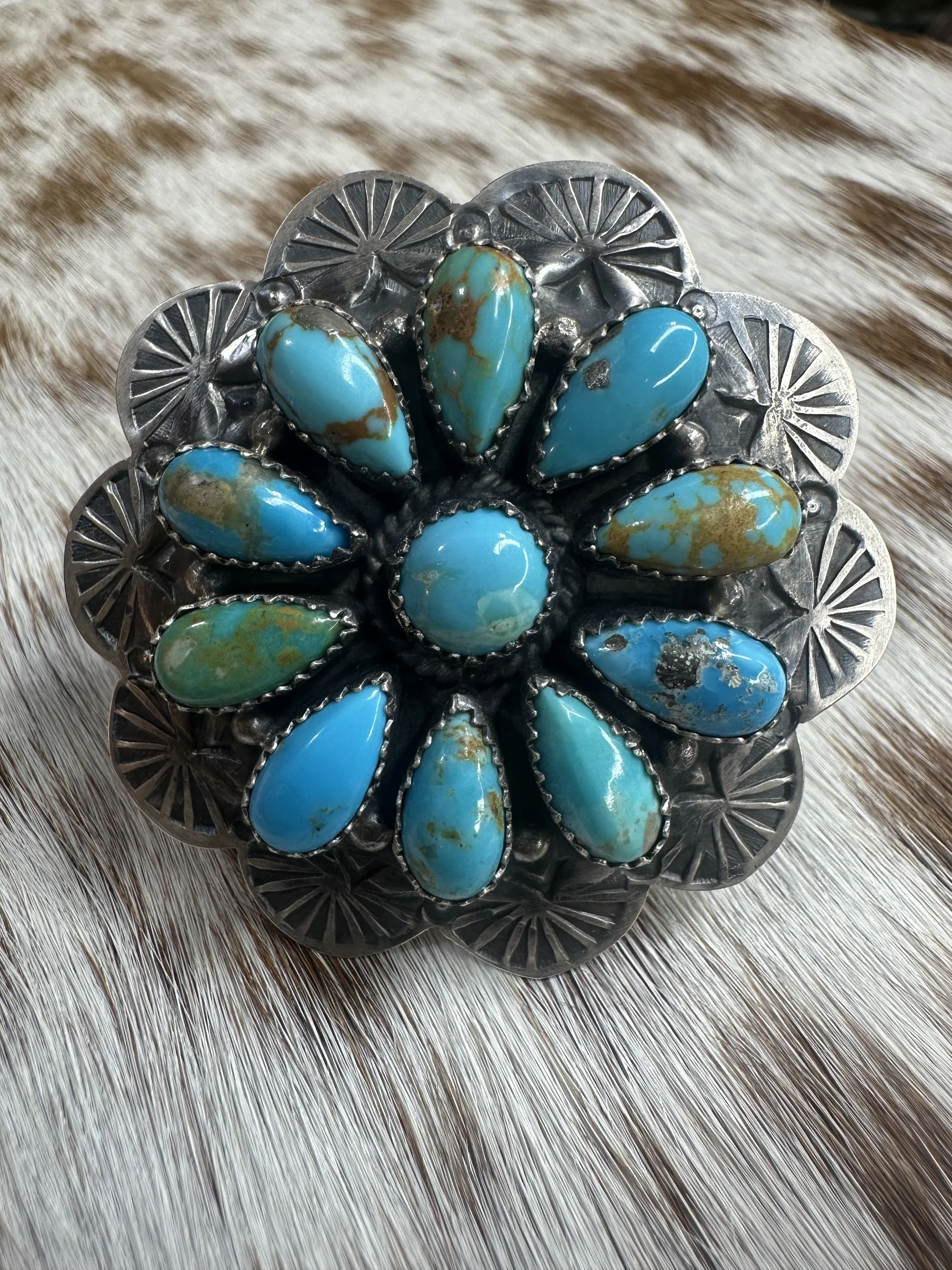 Kee-J Turquoise Cluster Adjustable Ring