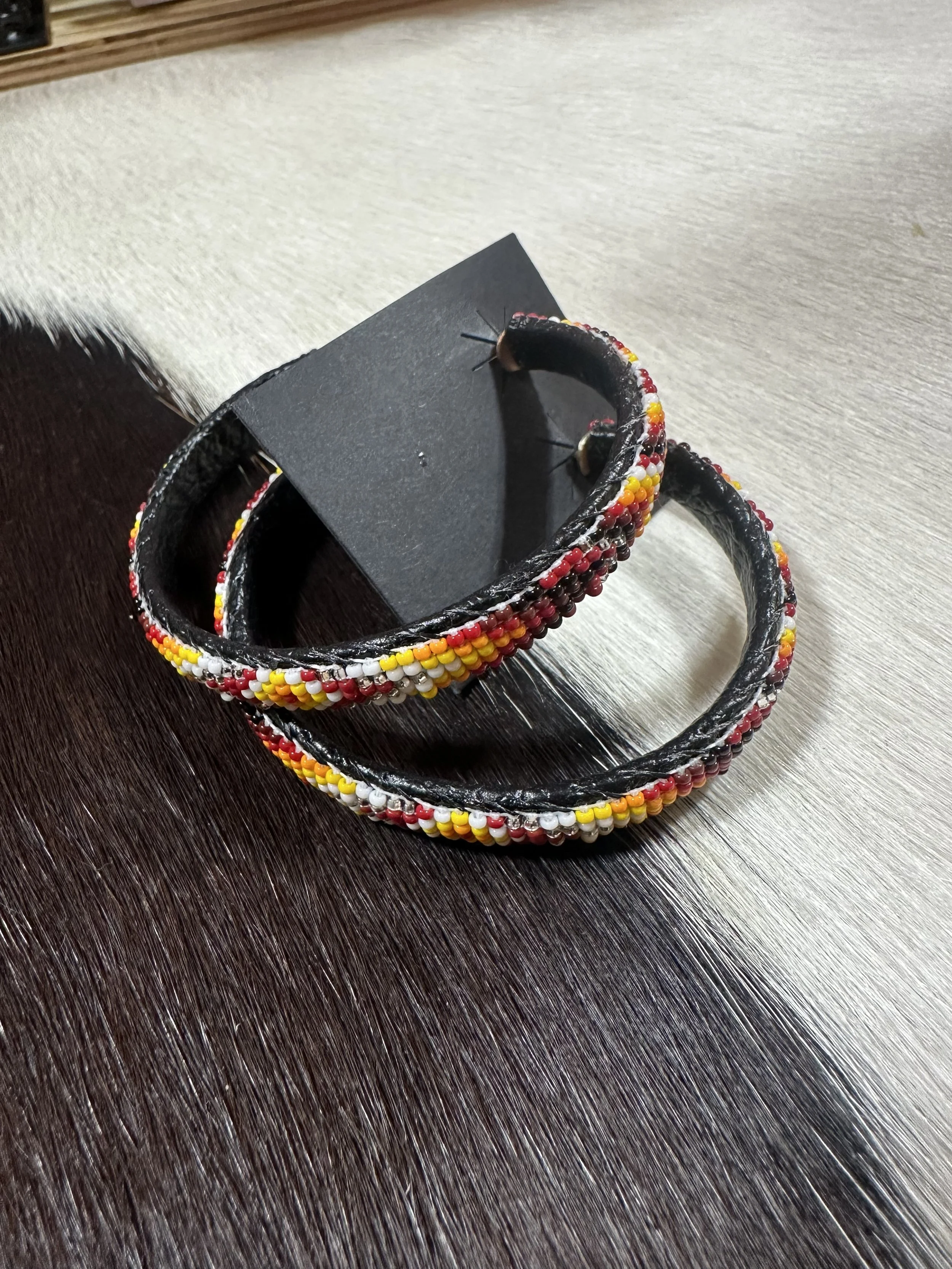 Miss Whiterhorn Hex Bead Hoop Earrings - Navajo
