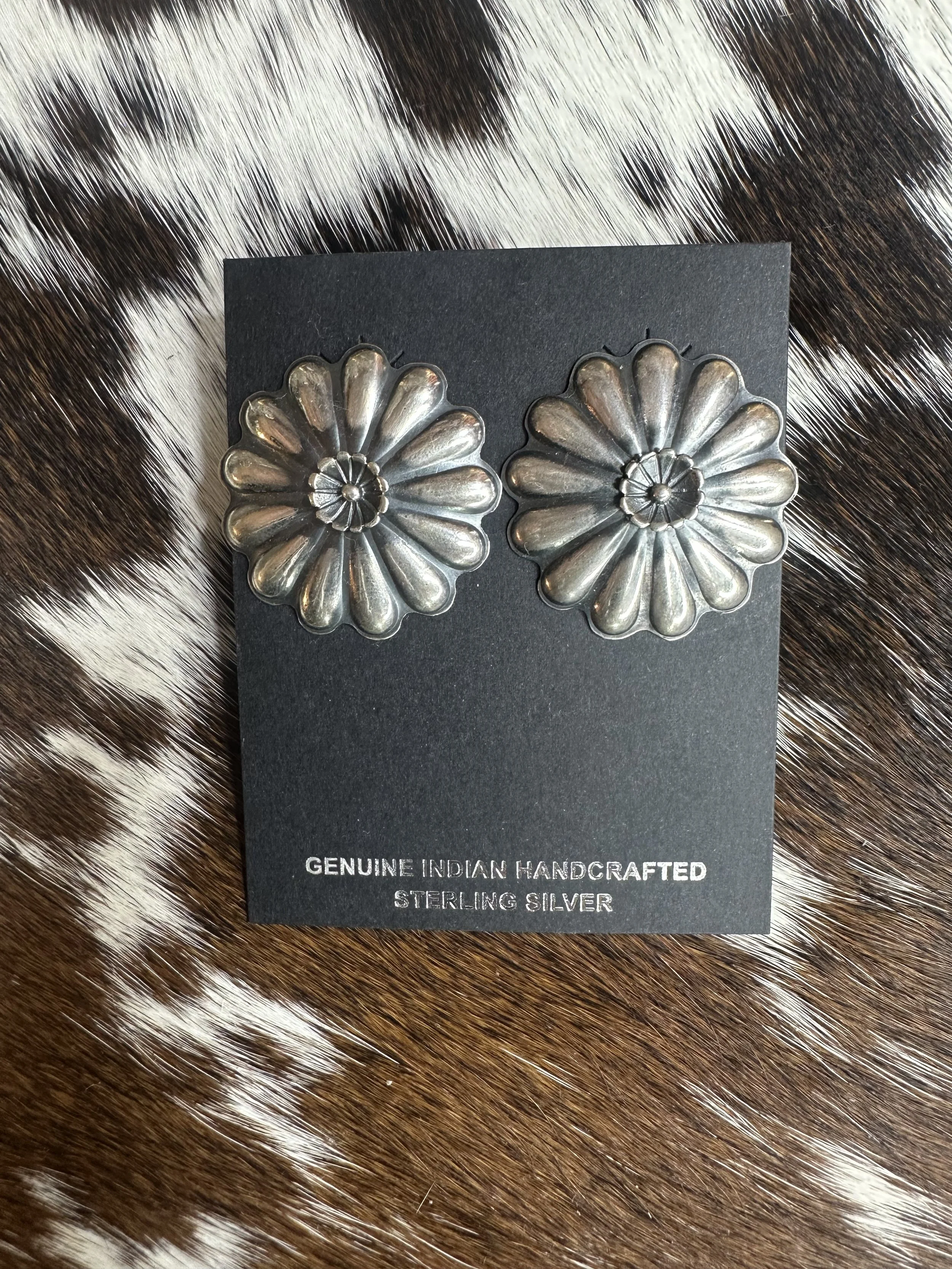 Tyrone Etsitty Flower Concho Earrings