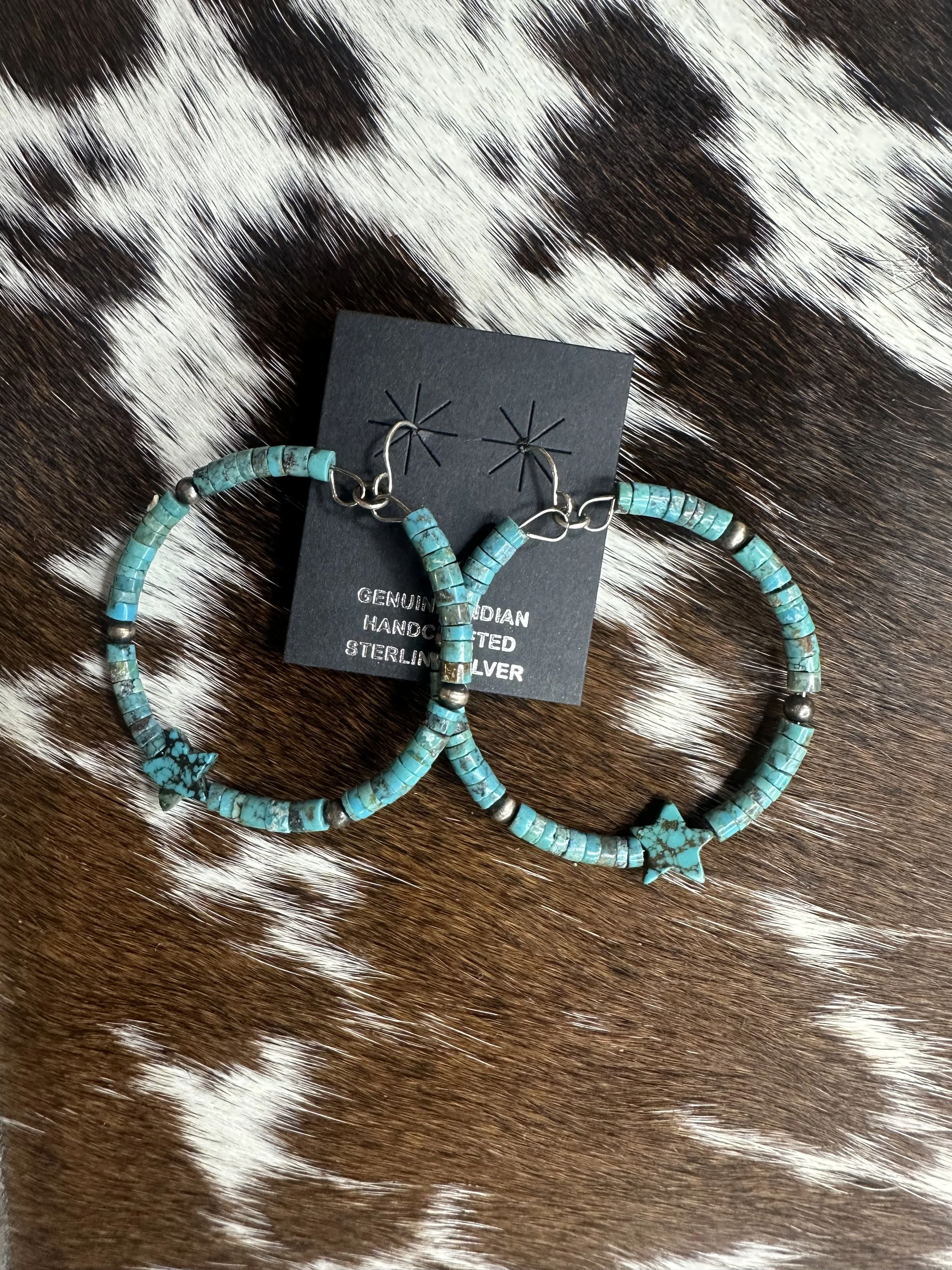 Heishi Turquoise Star Hoops